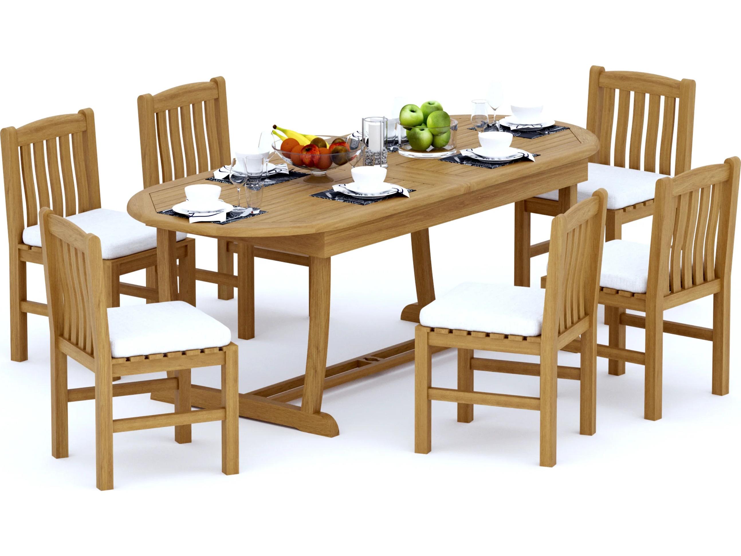 Teak Smith 7 Pieces Mas 94" Oval Dining Set with Cushions