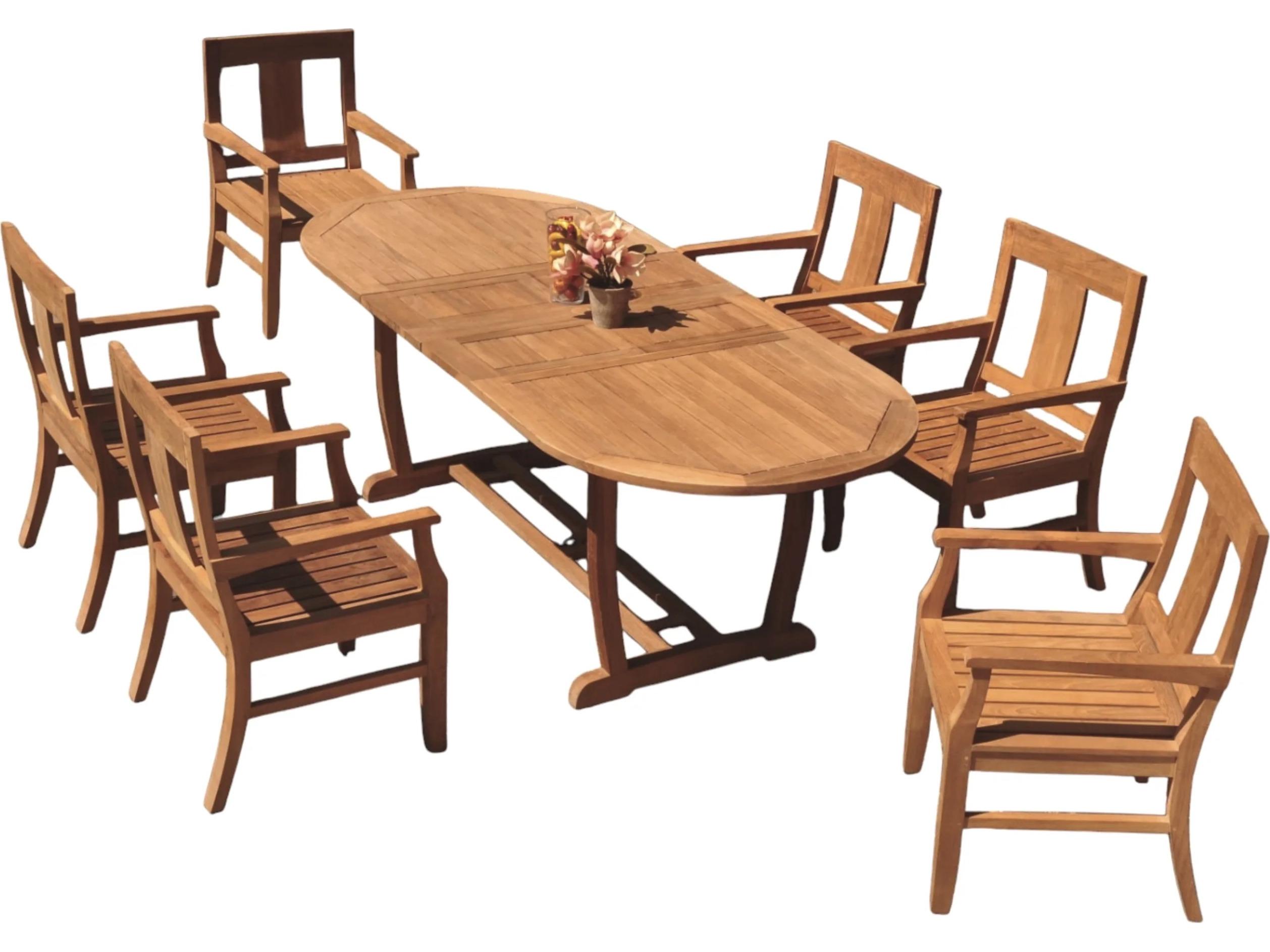 Teak Smith 7 Pieces Mas 94" Oval Dining Set 