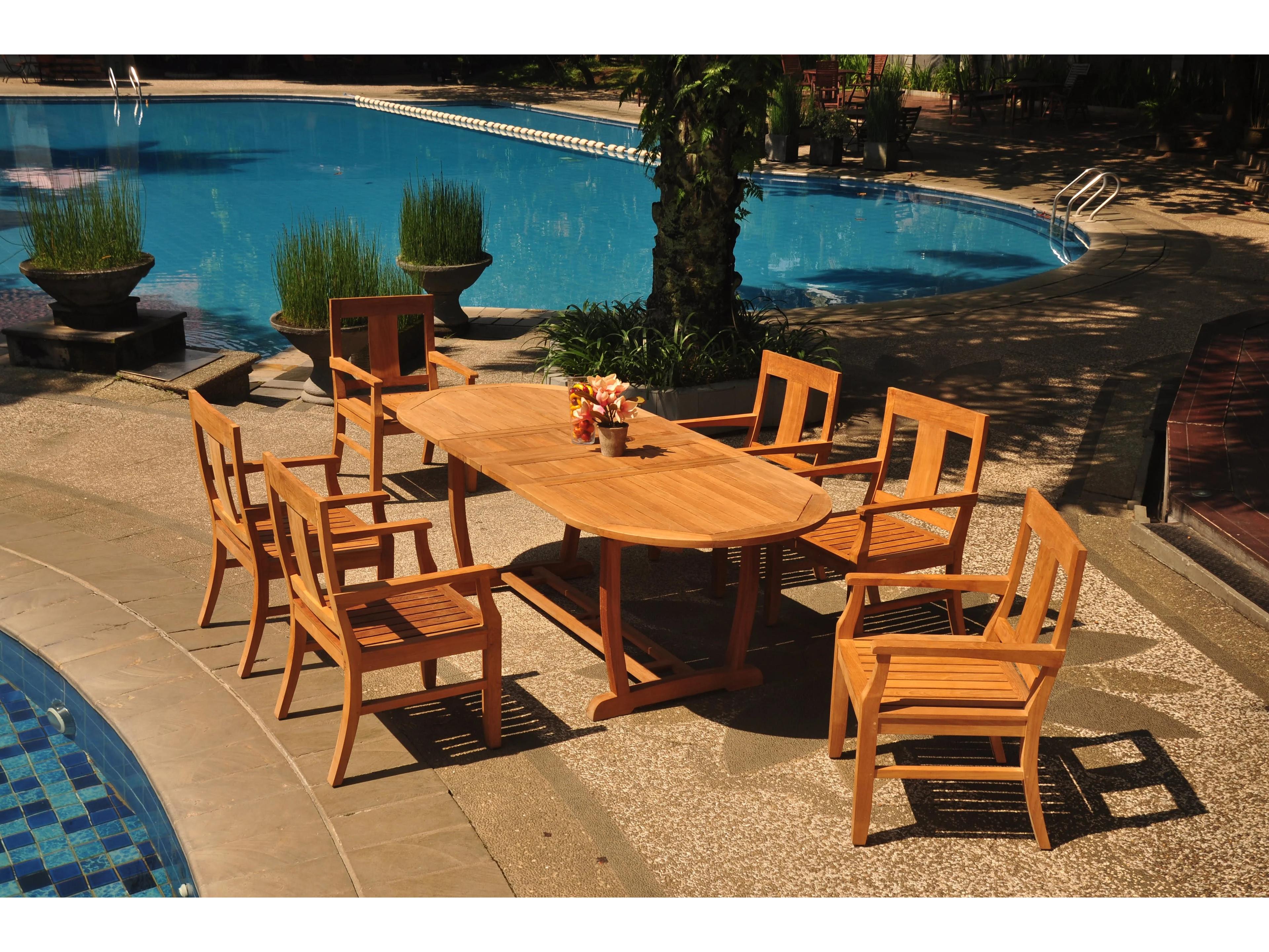 Teak Smith 7 Pieces Mas 94" Oval Dining Set 