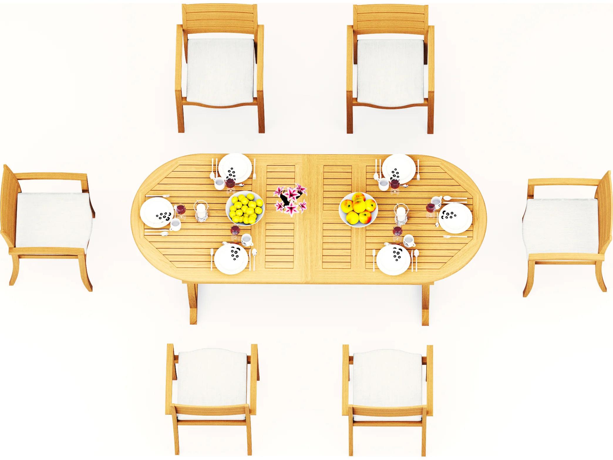 Teak Smith 7 Piece Mas  94" Oval Dining Set