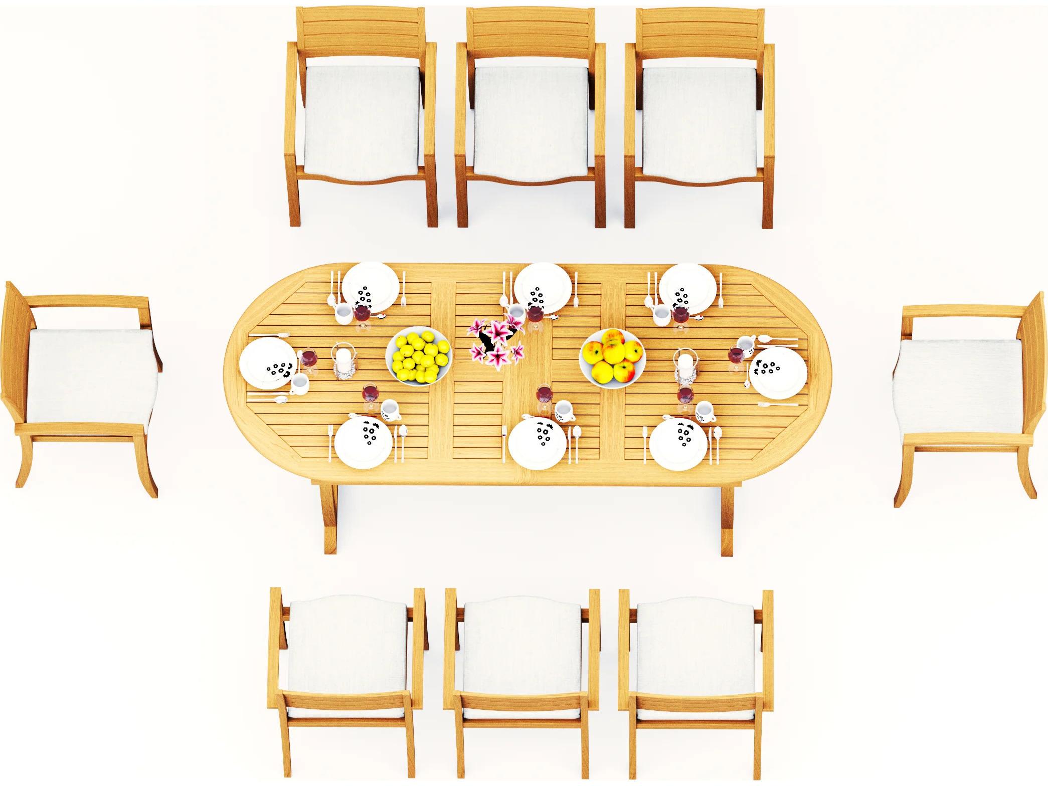 Teak Smith 9 Piece Mas  94" Oval Dining Set