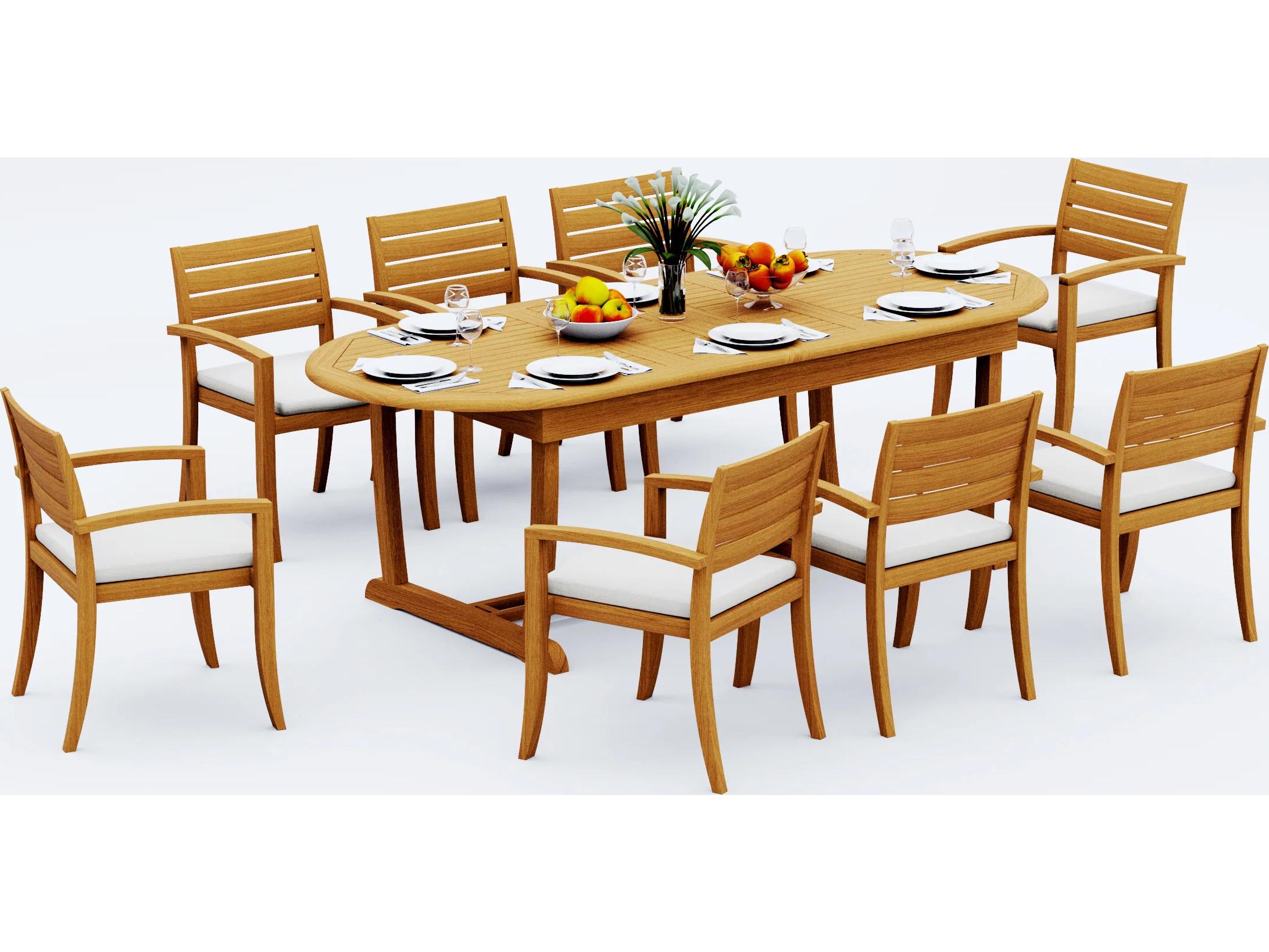 Teak Smith 9 Piece Mas  94" Oval Dining Set