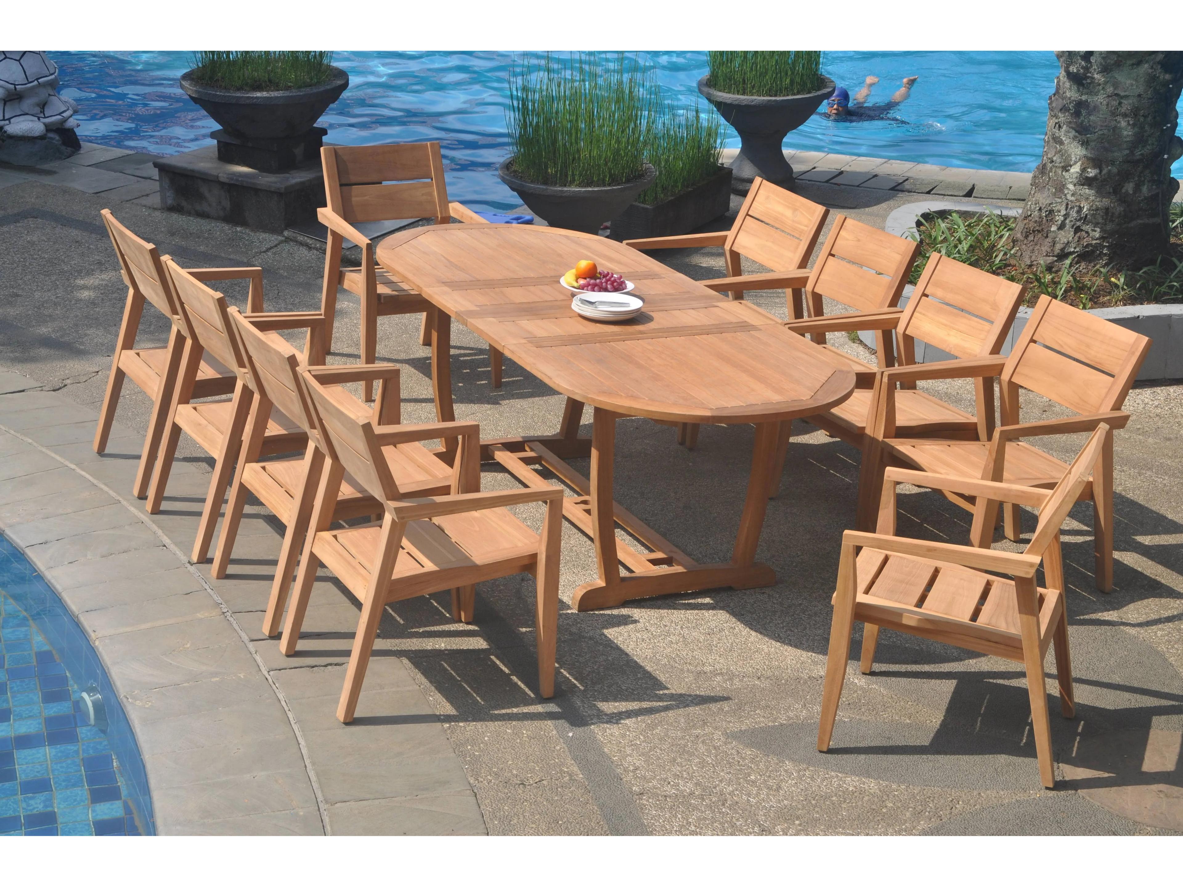 Teak Smith 11 Pieces Mas 94" Oval Dining Set