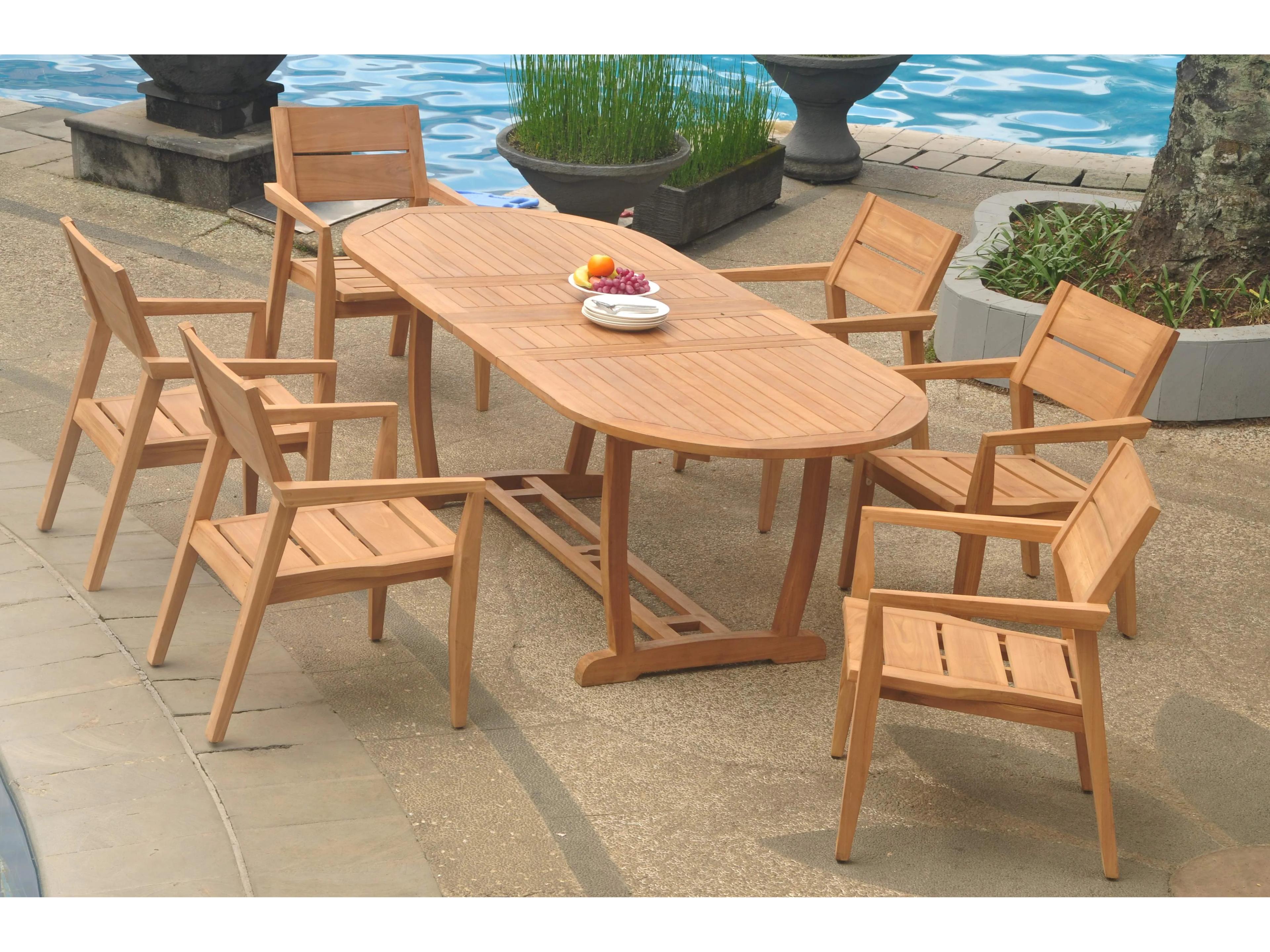 Teak Smith 7 Pieces Mas 94" Oval Dining Set