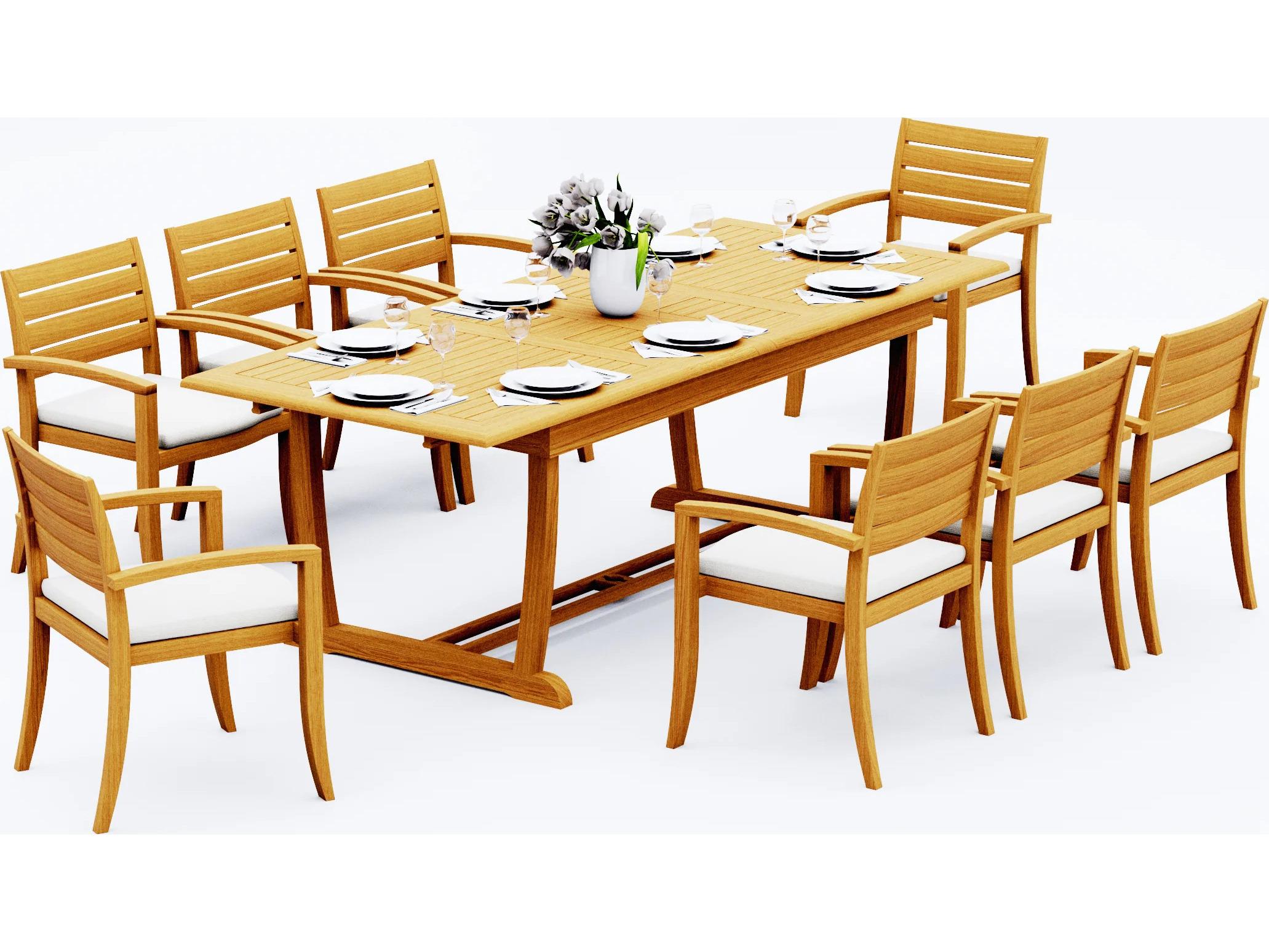Teak Smith 9 Pieces Mas 94" Rectangular Dining Set
