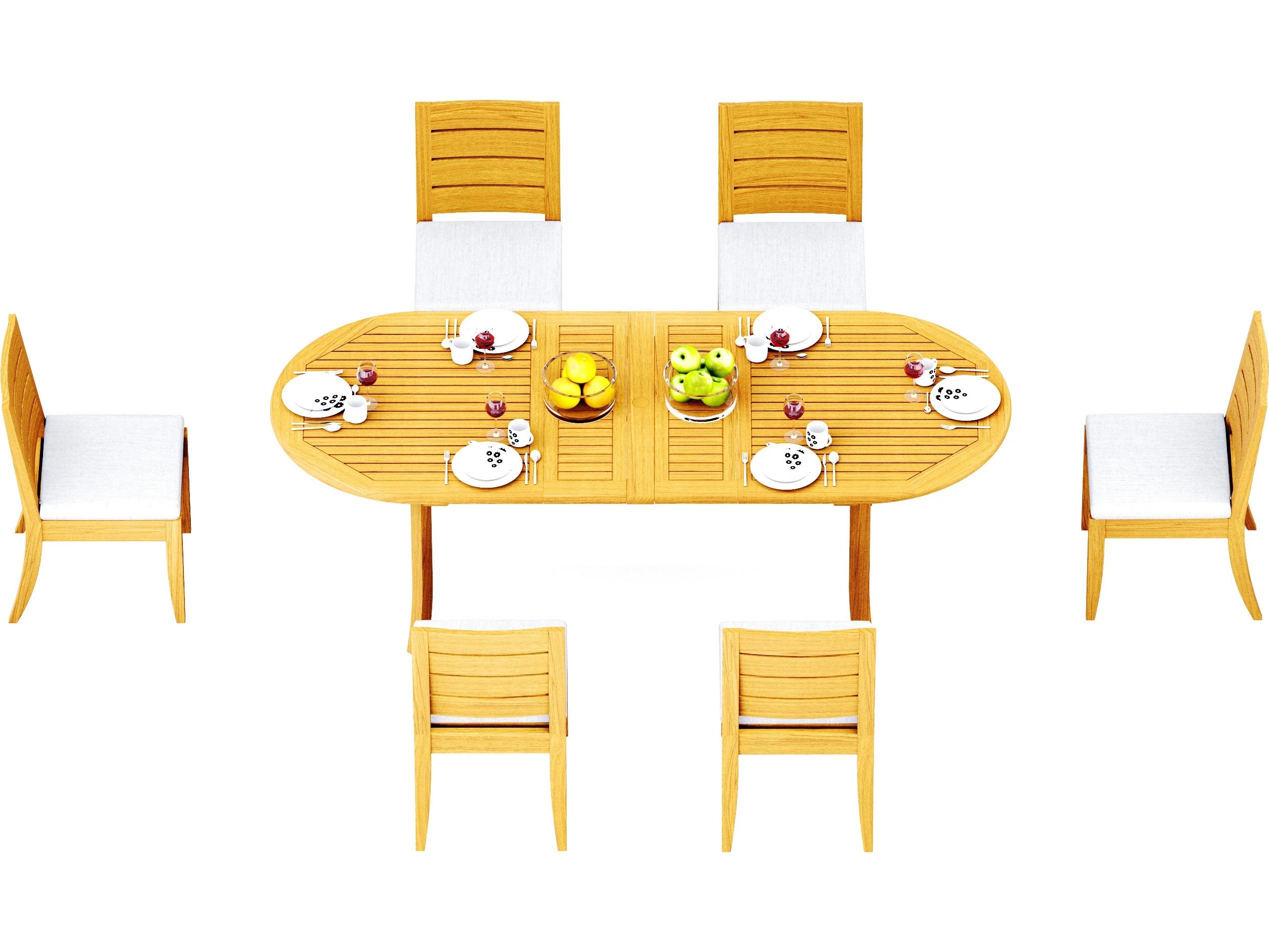 Teak Smith 7 Pieces 94" Oval Dining Set with Cushions