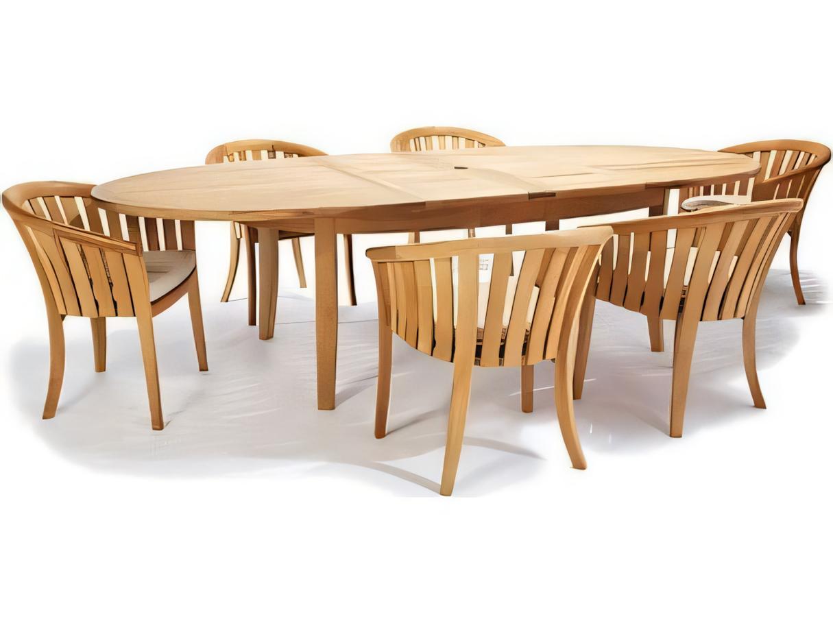 Teak Smith 94" Oval Dining Table with Umbrella Hole