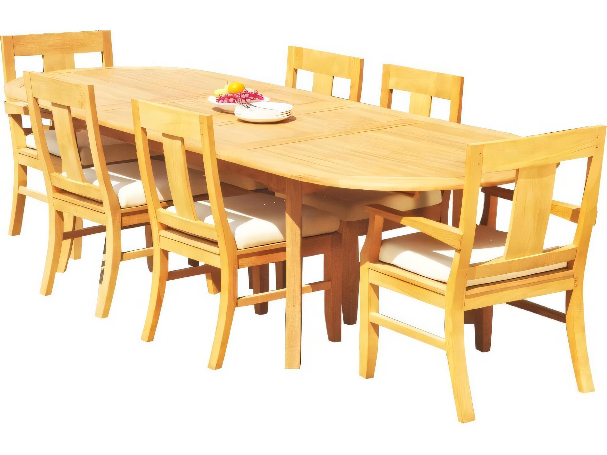 Teak Smith 94" Oval Dining Table with Umbrella Hole