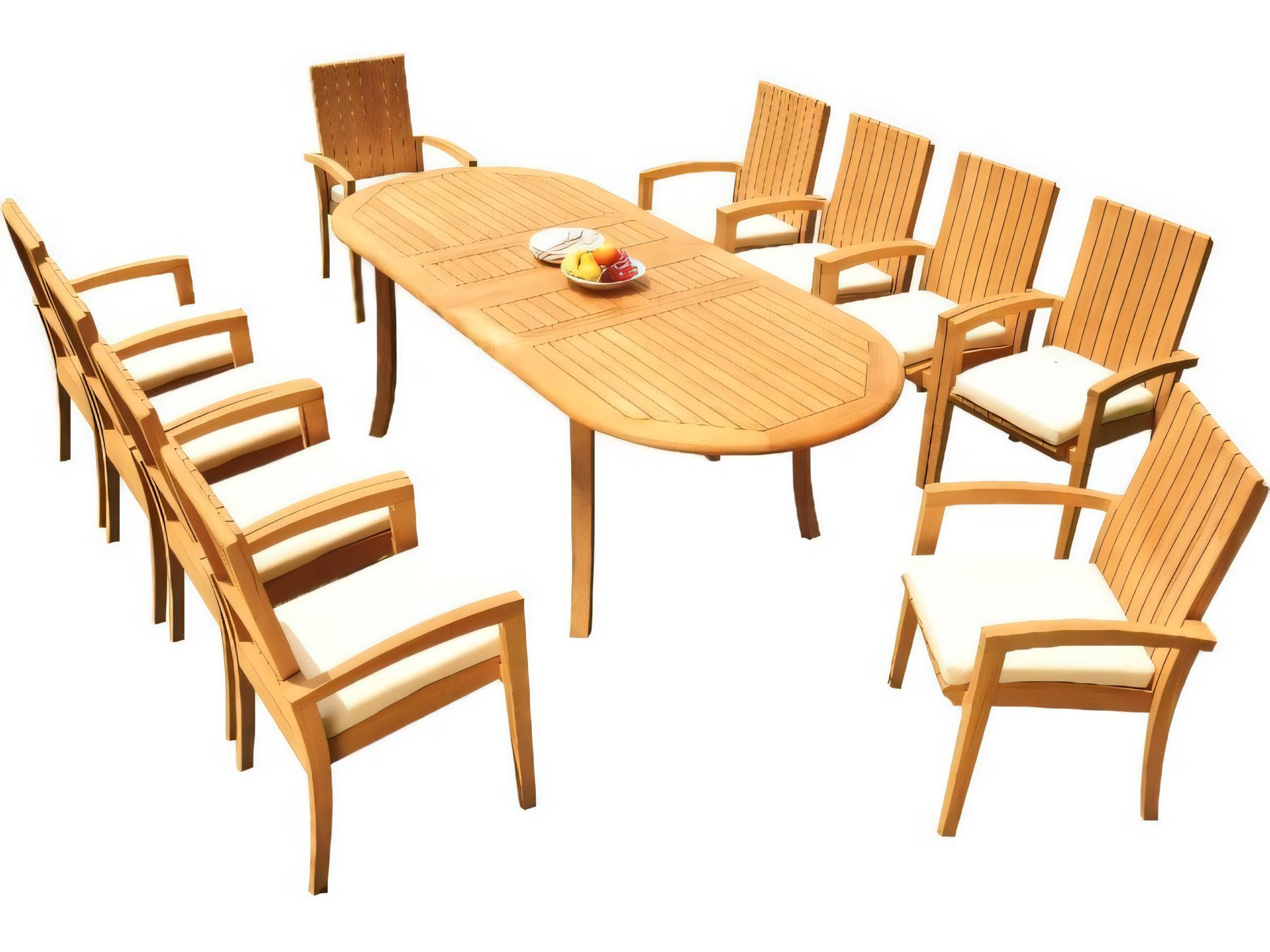 Teak Smith 94" Oval Dining Table with Umbrella Hole