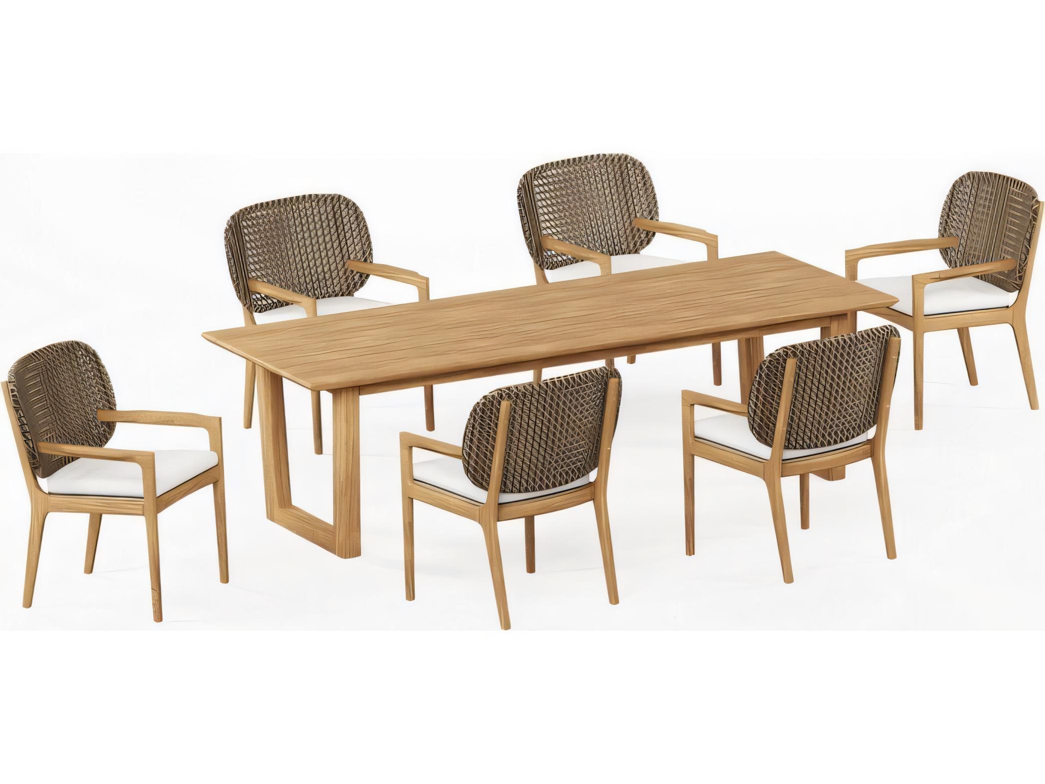 Teak Smith Sema 98" Rectangular Dining Table with Umbrella Hole