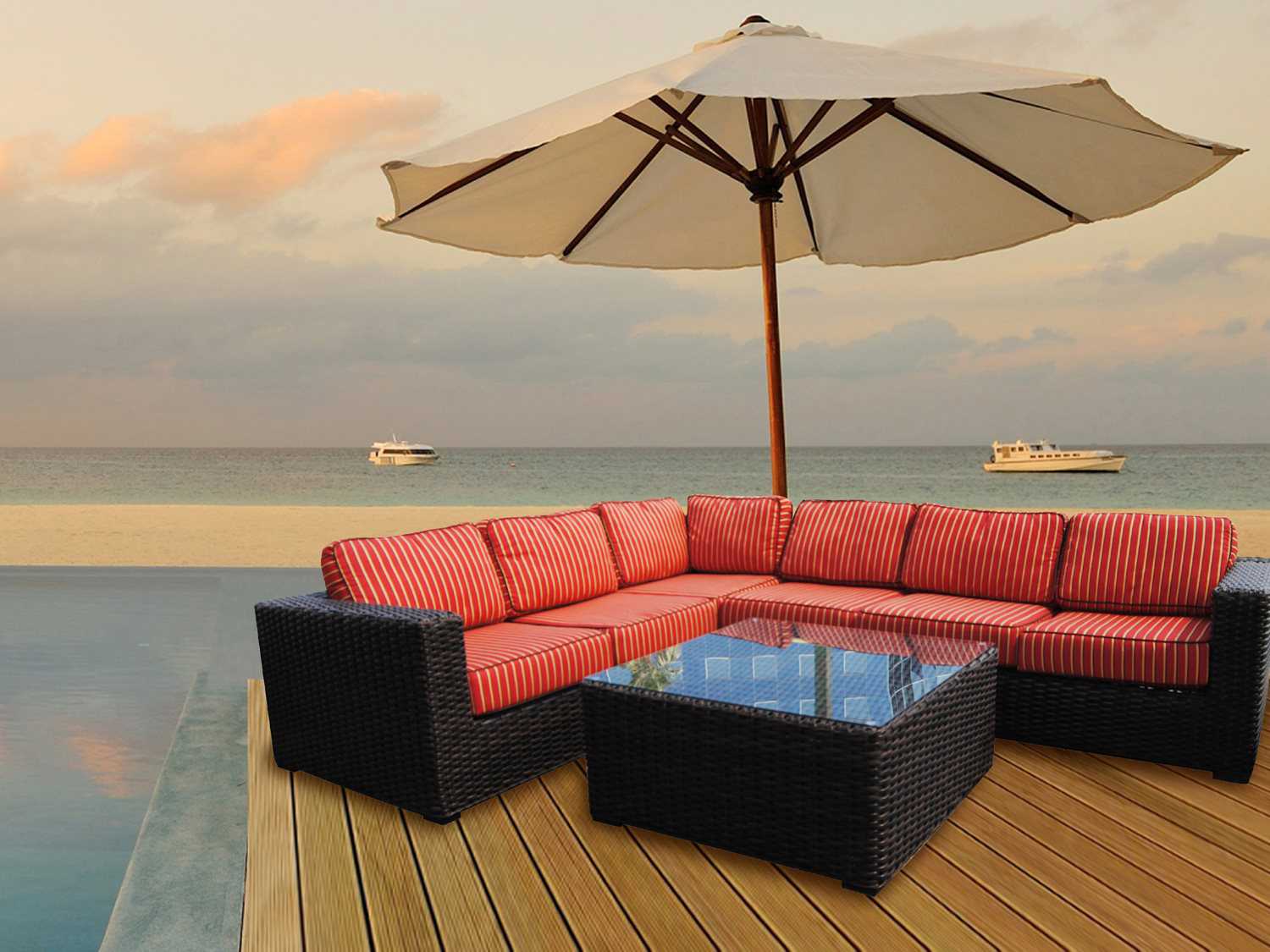 Teva Santa Monica Wicker Conversation Patio Lounge Set