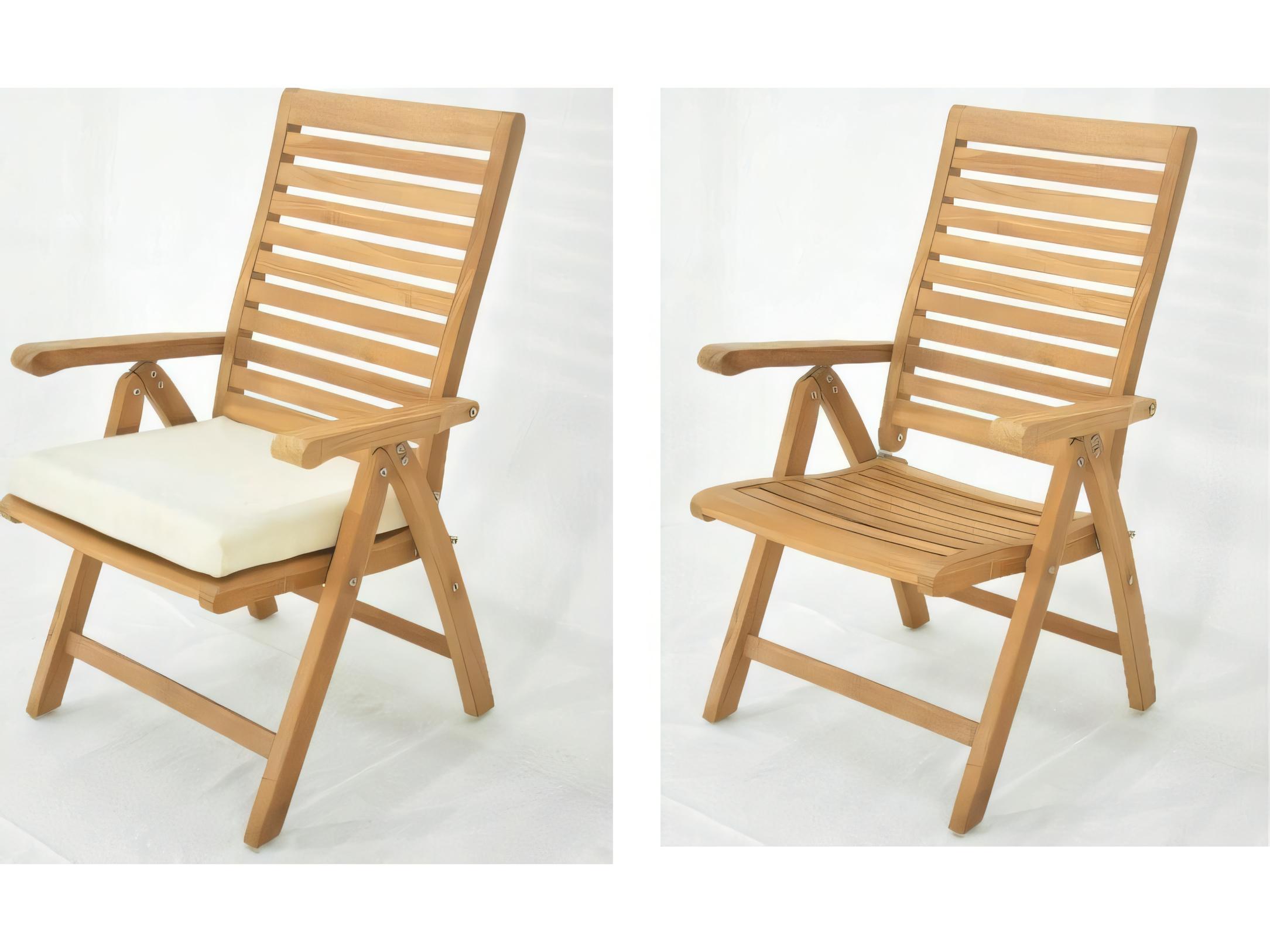 Teak Smith Ashley Reclining Folding Arm Captain Dining Chair