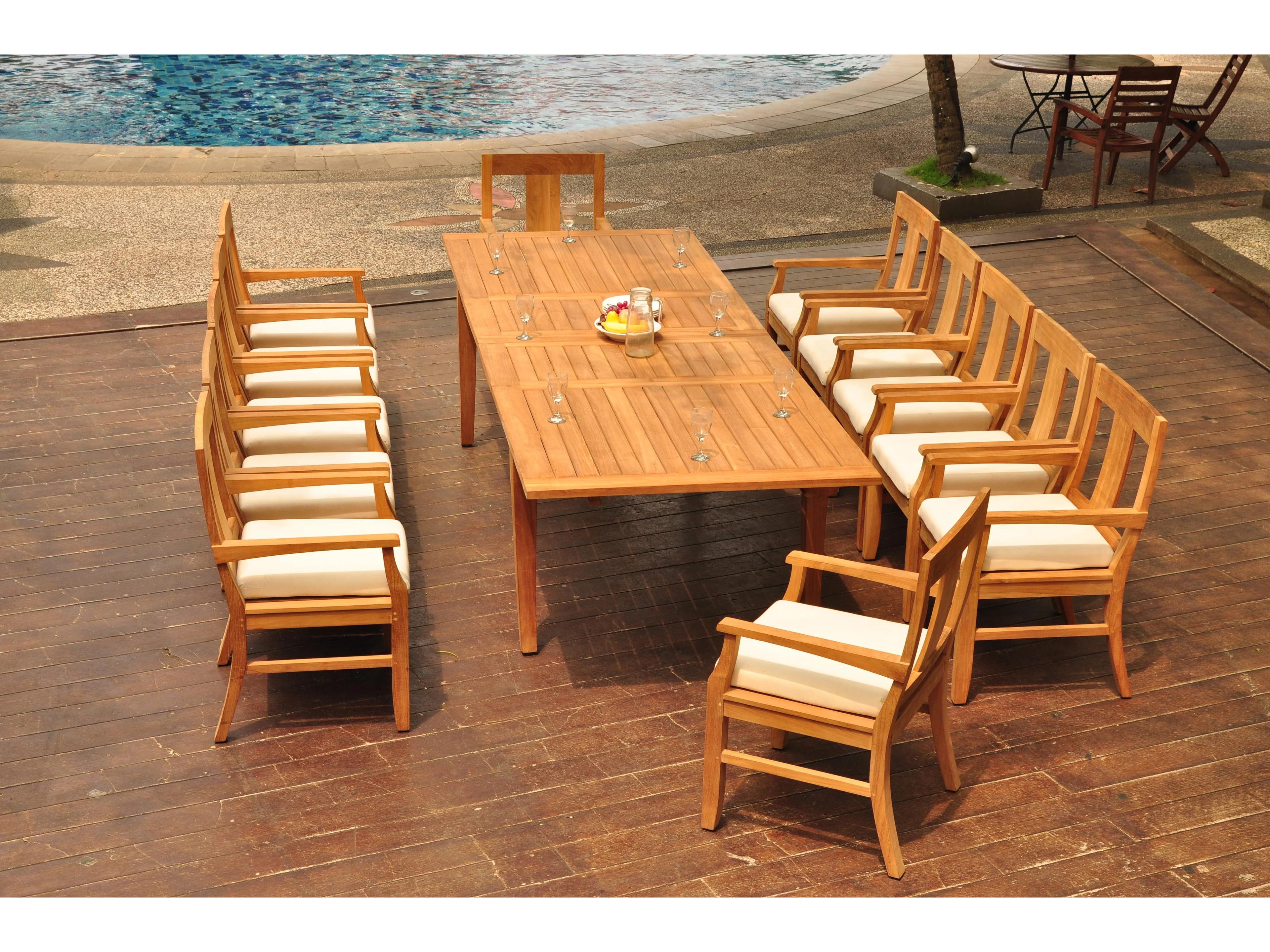 Teak Smith Atnas 13 Pieces Rectangular Dining Set with Cushions