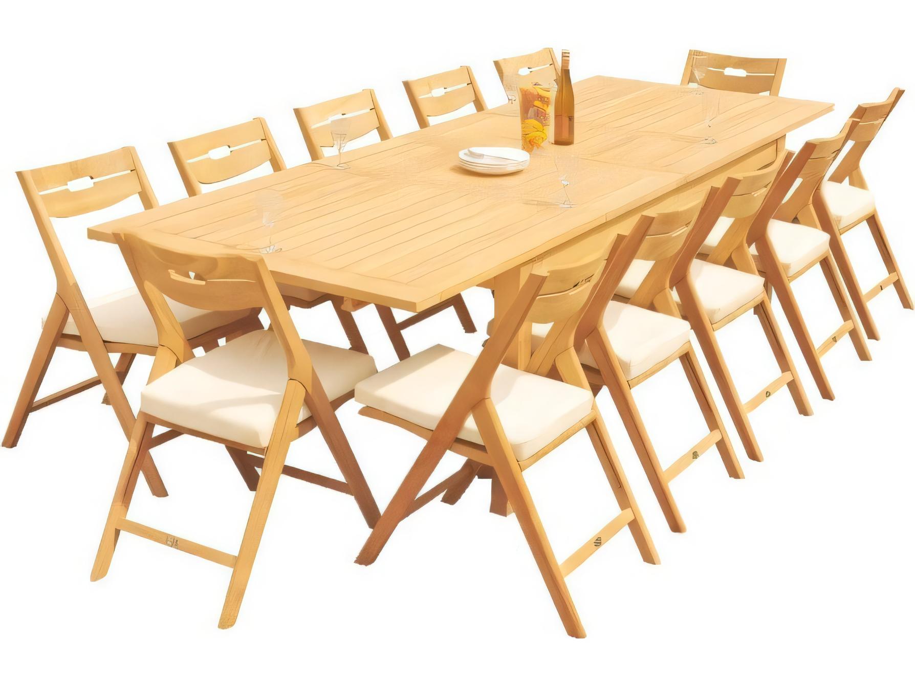 Teak Smith Atnas 122" Rectangular Dining Table with Umbrella Hole