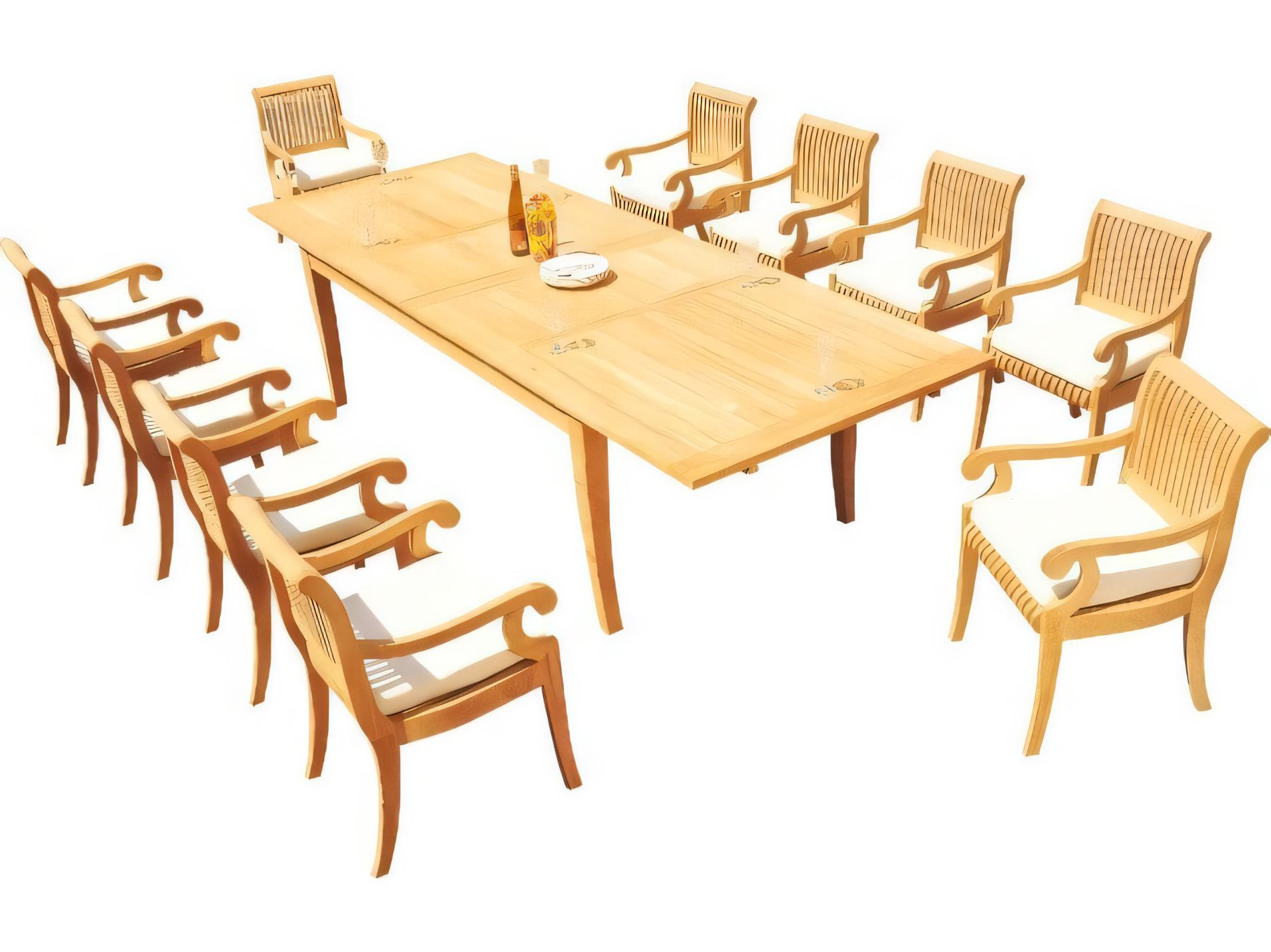 Teak Smith Atnas 122" Rectangular Dining Table with Umbrella Hole