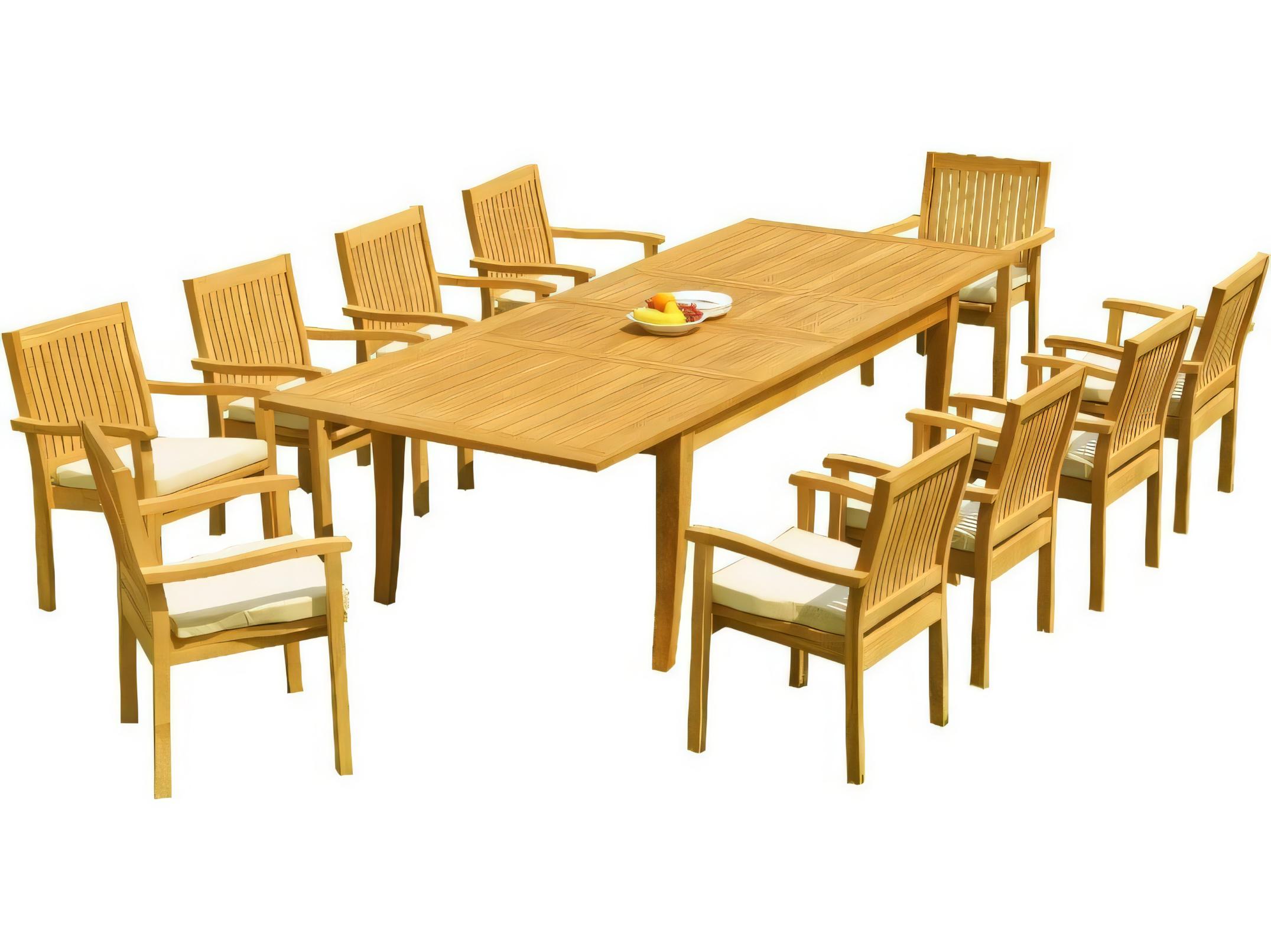 Teak Smith Atnas 122" Rectangular Dining Table with Umbrella Hole