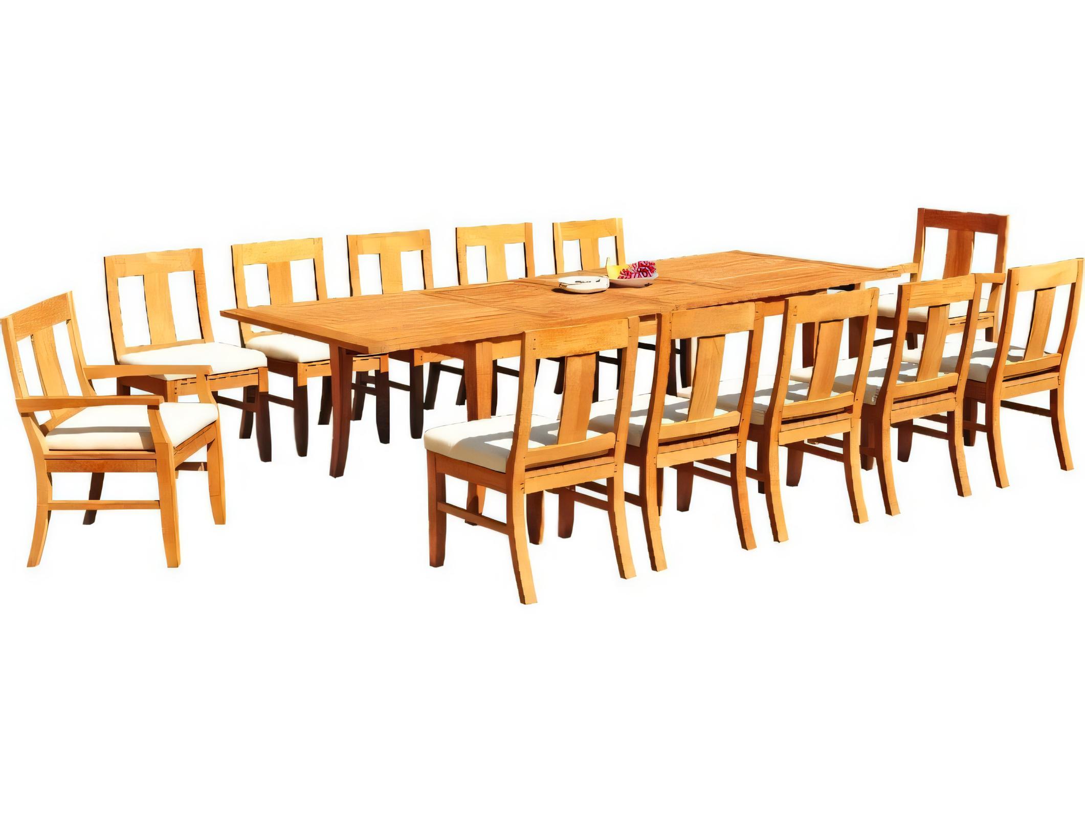 Teak Smith Atnas 122" Rectangular Dining Table with Umbrella Hole