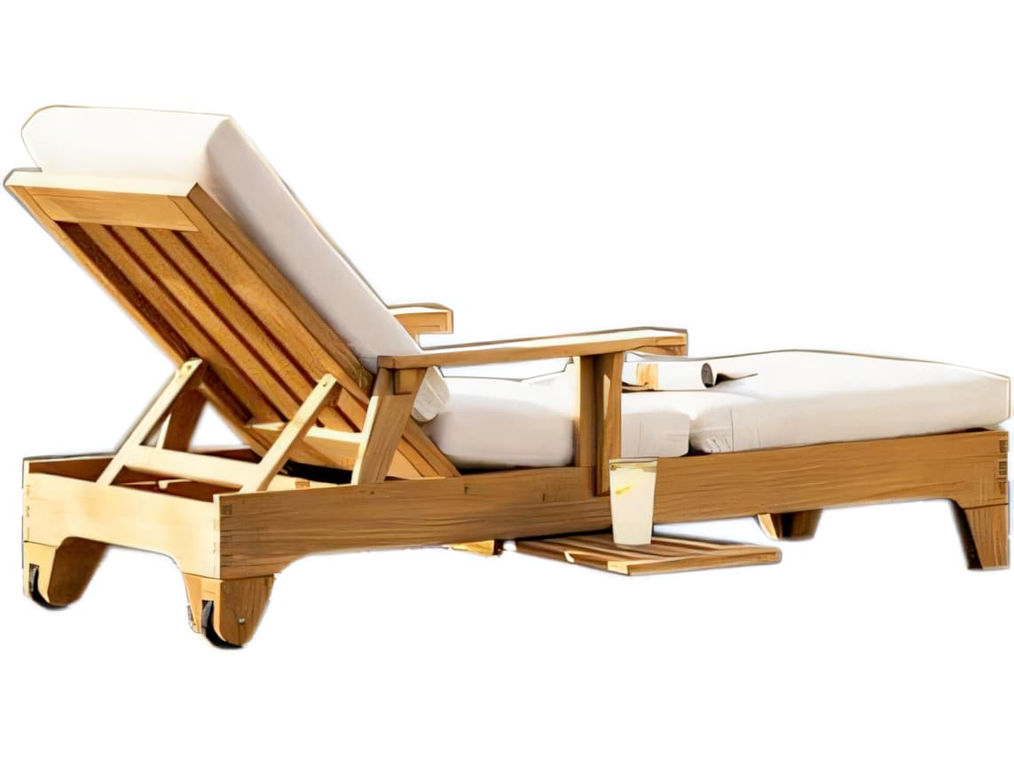 Teak Smith Caranas Multi Position knee Fold Sun Chaise Lounger Steamer with Tray