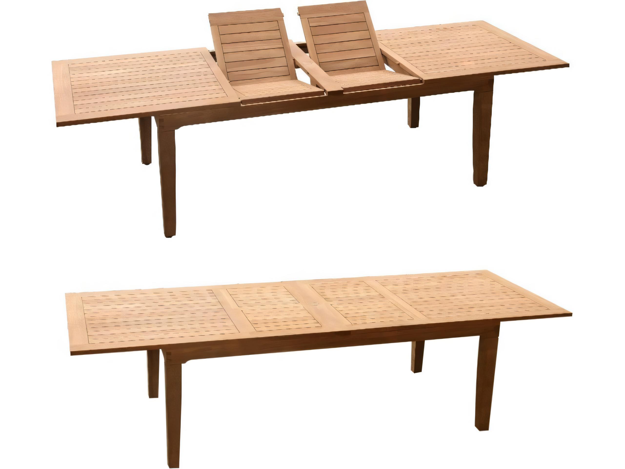 Teak Smith Caranas Extra Large Double Extension 122" Rectangular Dining with Umbrella Hole