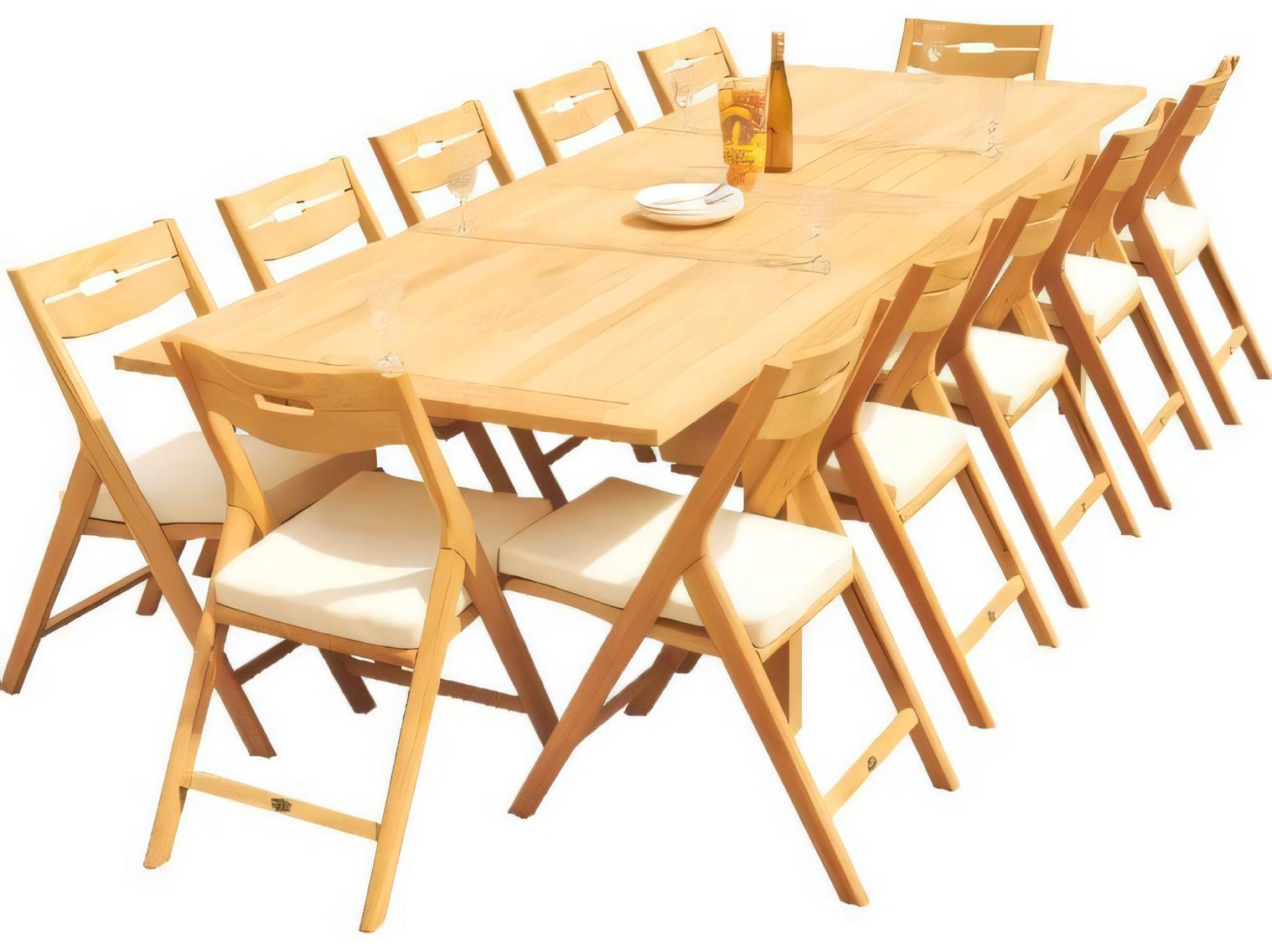 Teak Smith Caranas Extra Large Double Extension 122" Rectangular Dining with Umbrella Hole