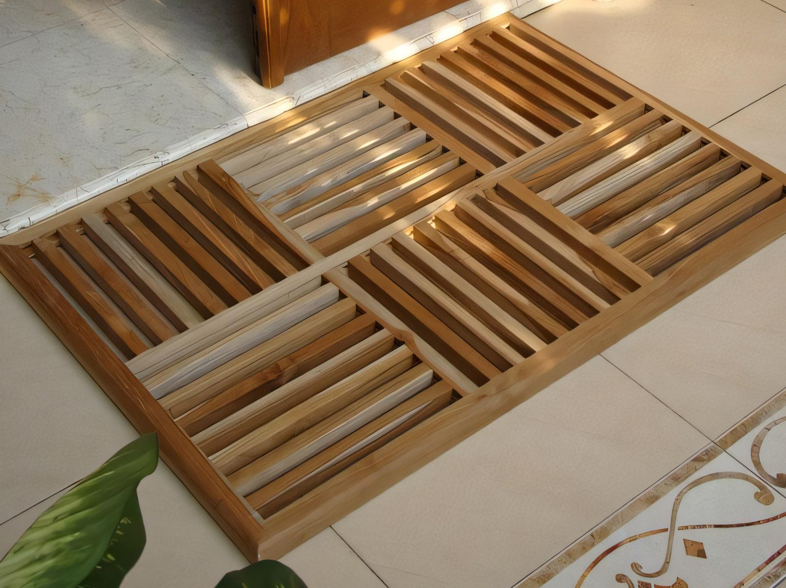 Teak Smith 36"x24.5" Basket Weave Door / Shower/ Spa / Bath Floor Mat