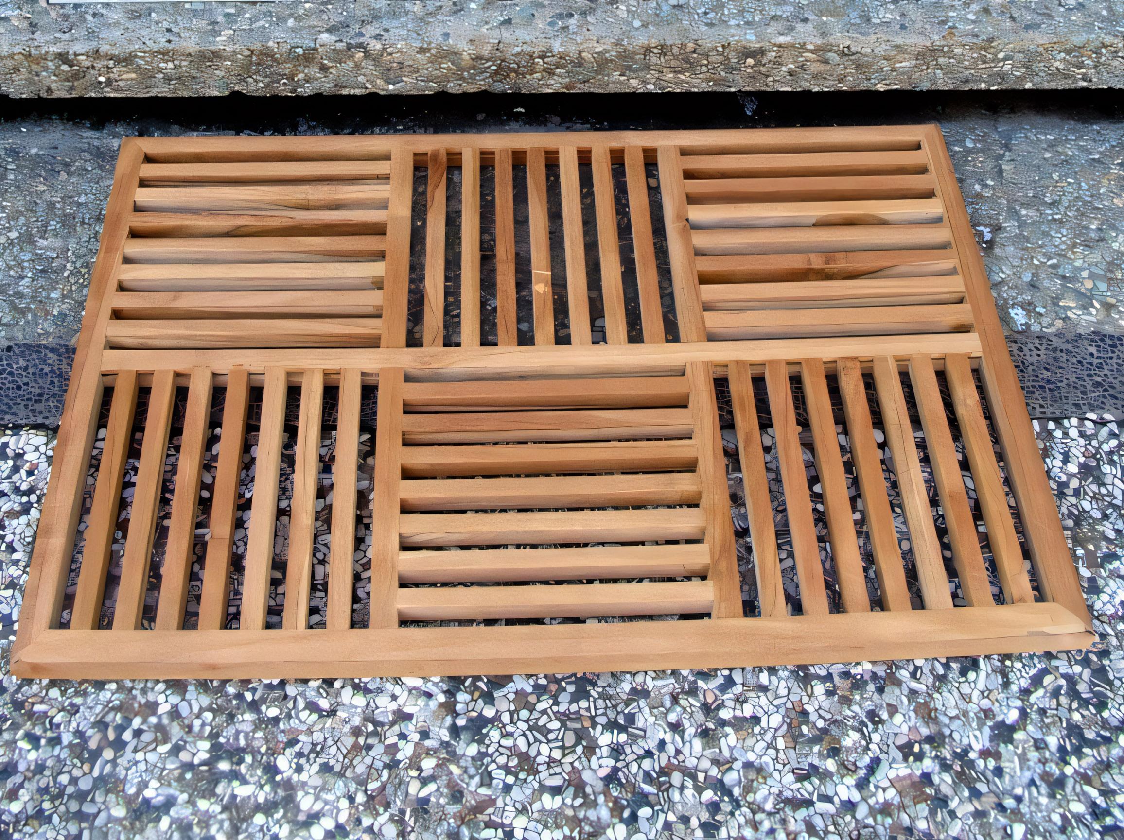 Teak Smith 36"x24.5" Basket Weave Door / Shower/ Spa / Bath Floor Mat