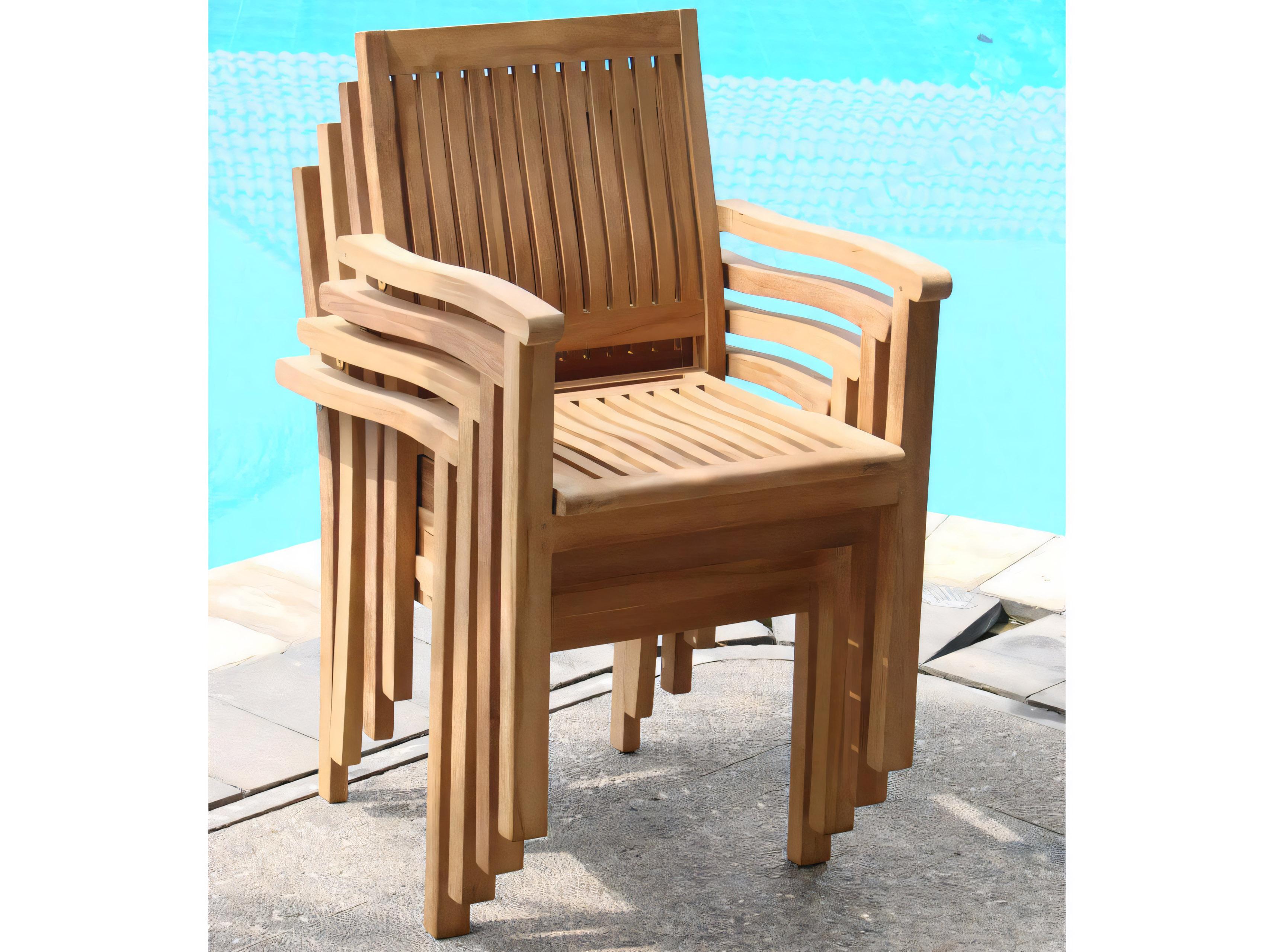 Teak Smith Leveb Stacking Captain Dining Arm Chair