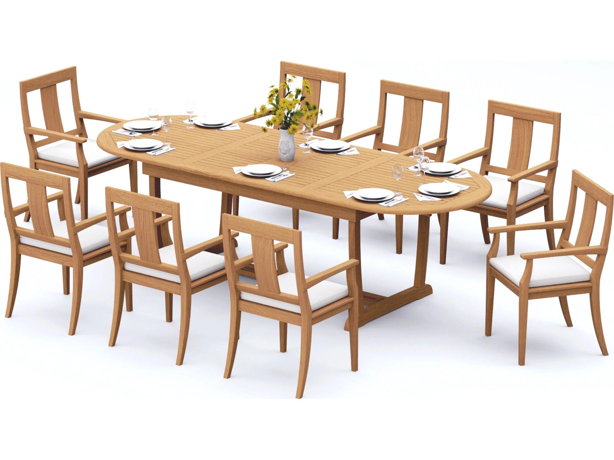 Teak Smith 9 Pieces 94" Mas Oval Dining Set