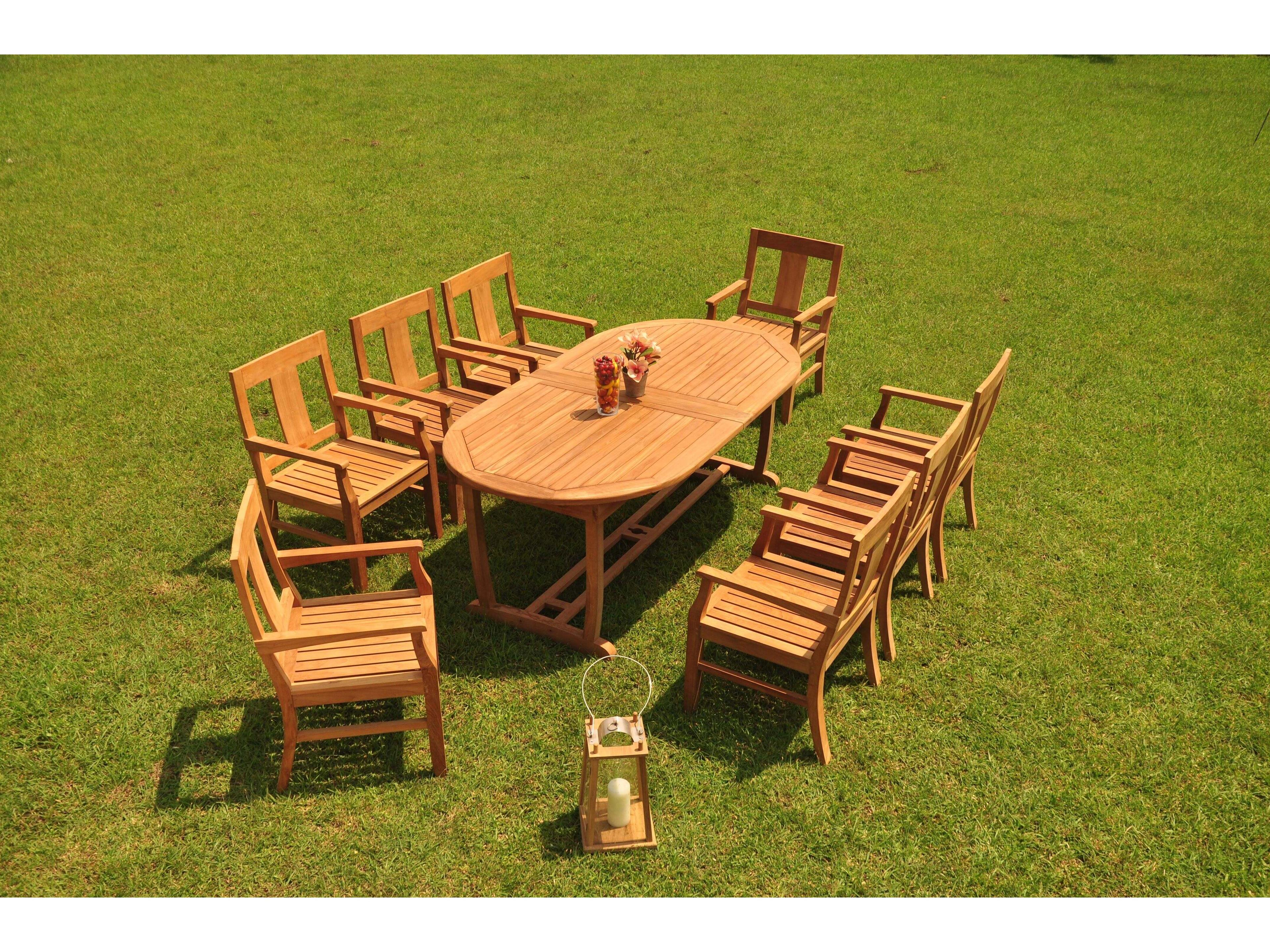 Teak Smith 9 Pieces 94" Mas Oval Dining Set