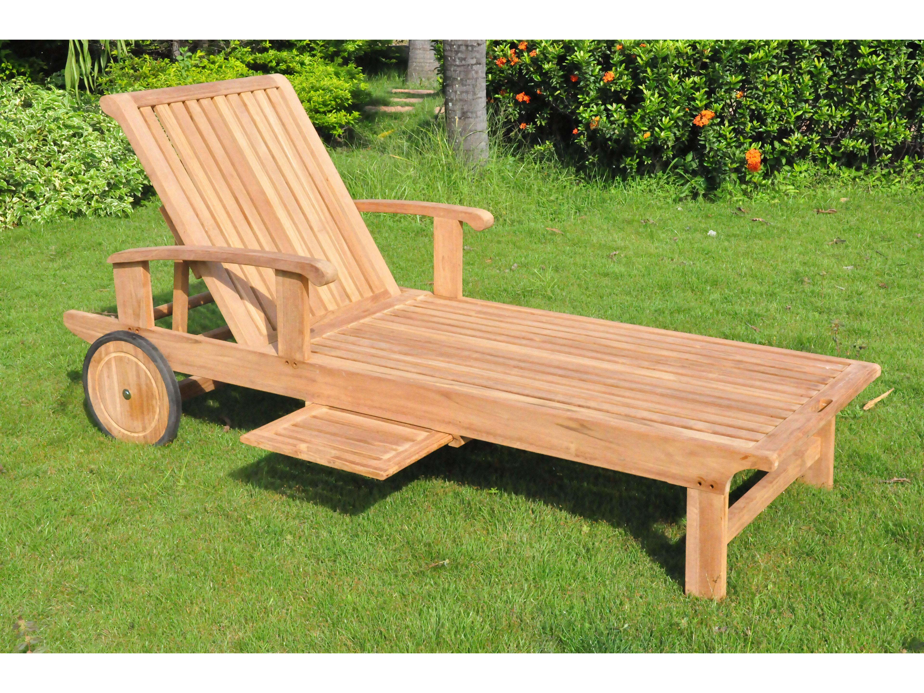 Teak Smith Sack Multi Position Sun Chaise Lounger Steamer with Tray