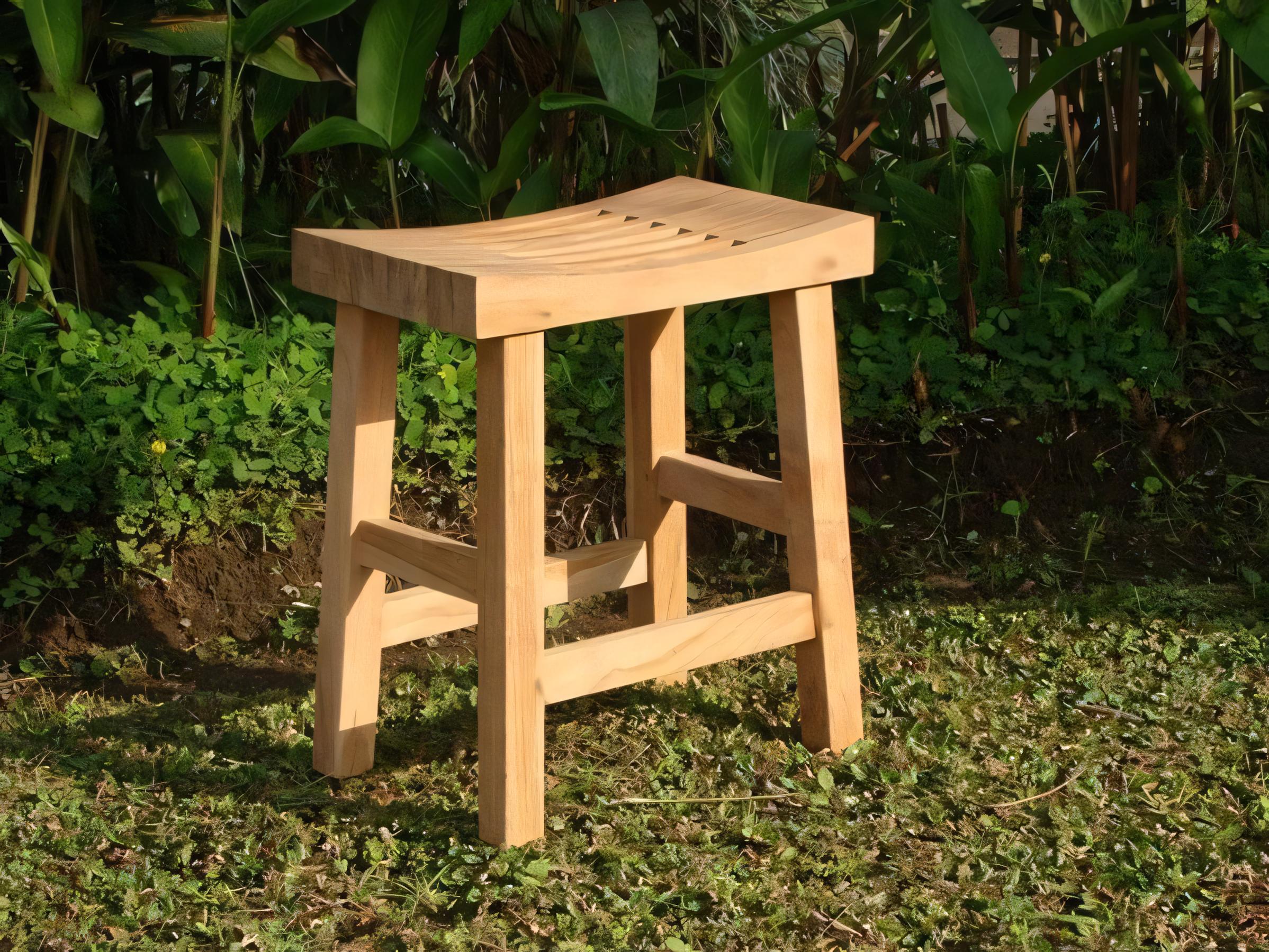 Teak Smith 16" Single Curved Seat Shower / Bath Room / Pool / Spa Stool Bench