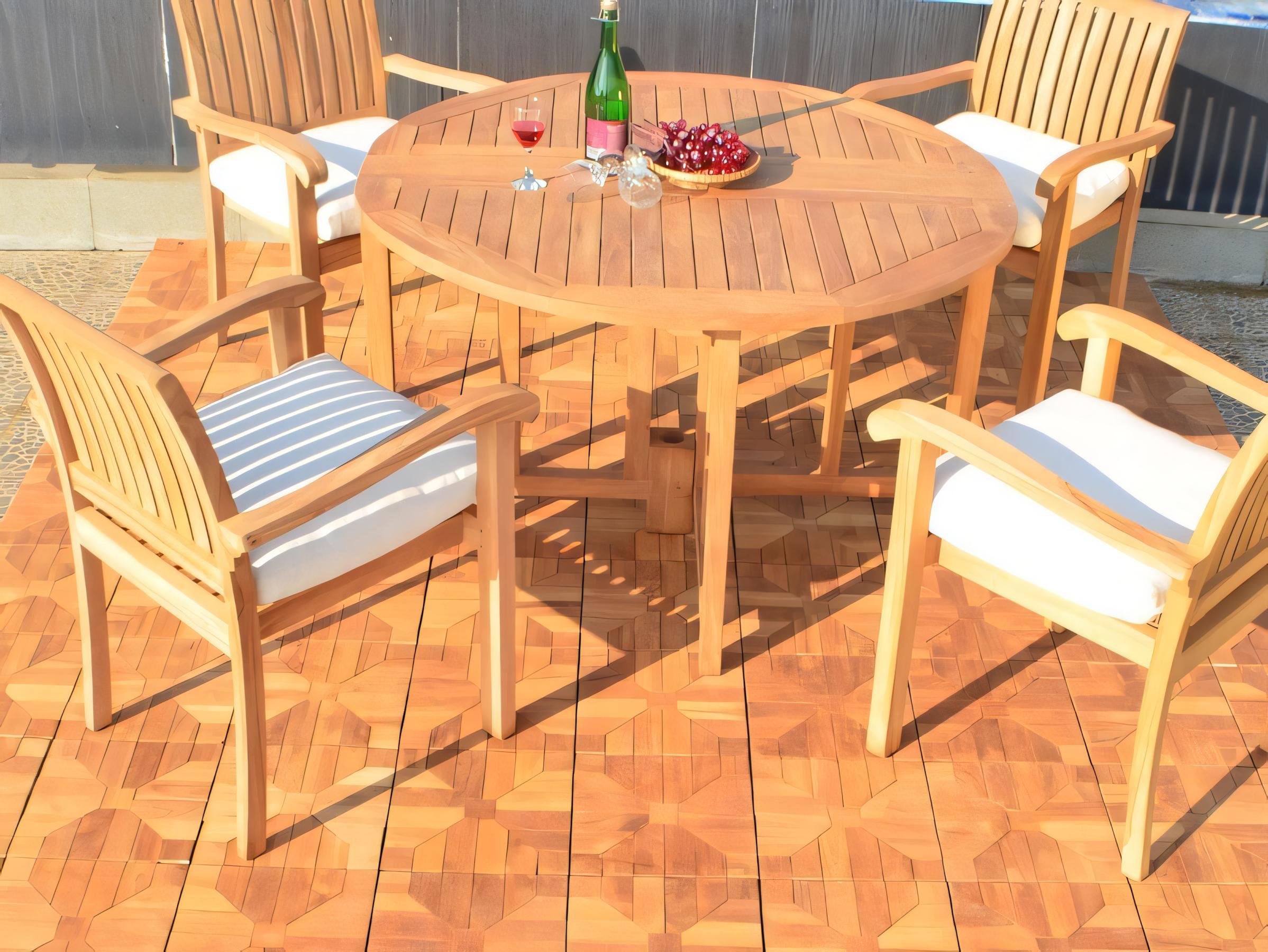 Teak Smith Grade-A Teak Wood 12x12 DIY Deck Interlocking 12 Tiles Box