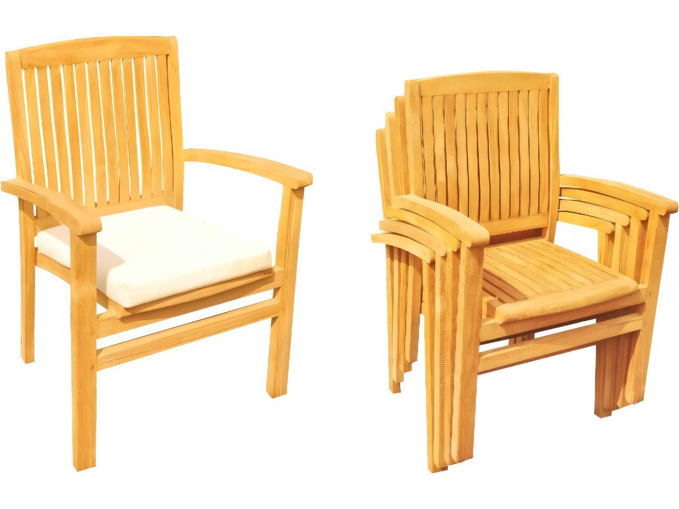 Teak Smith Wave Stacking Captain Dining Arm Chair