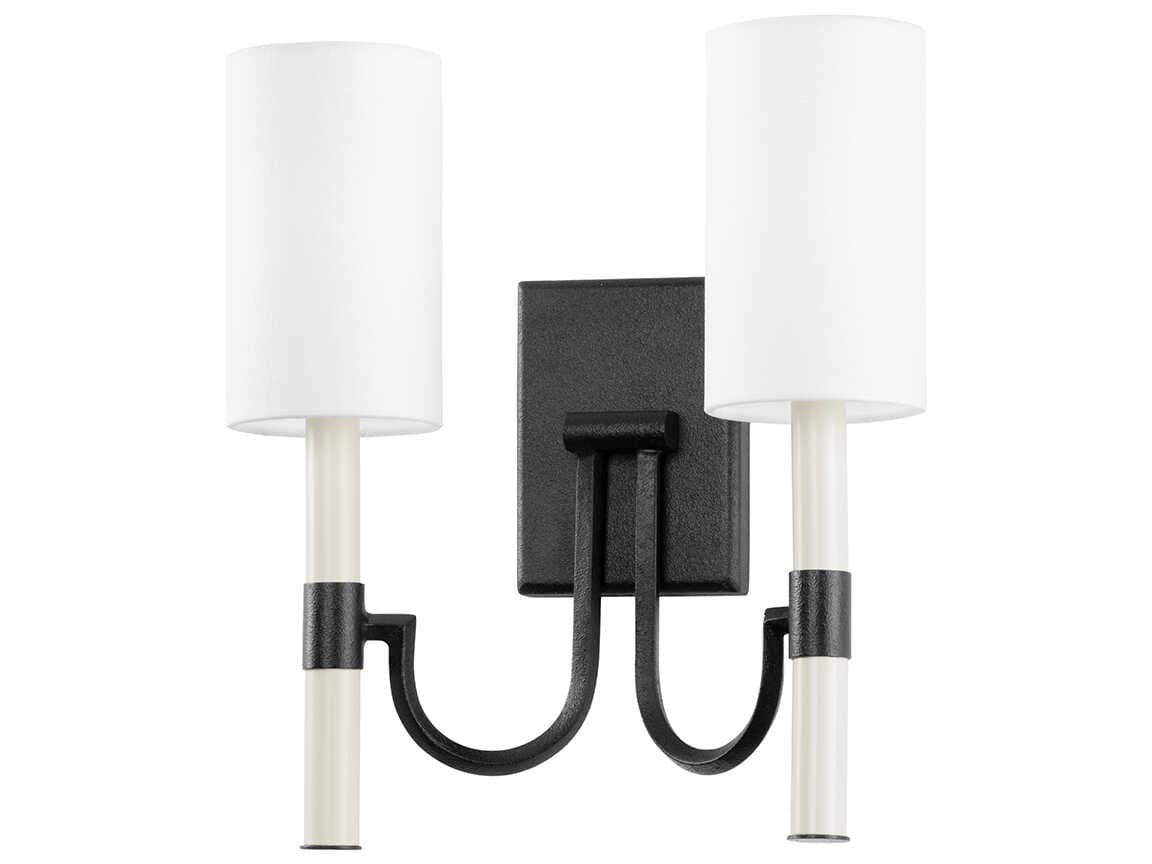 Troy Lighting Gustine 2-Light Forged Iron Black Wall Sconce