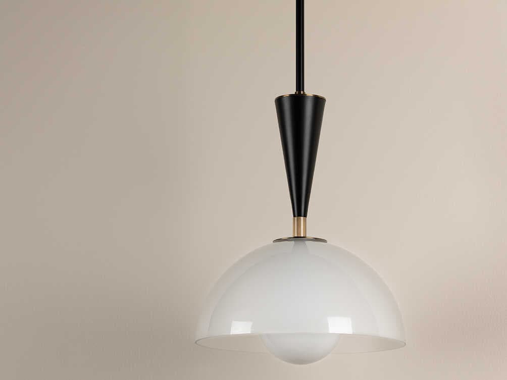 Troy Lighting Payson 1-Light Patina Brass Black Glass Wall Sconce