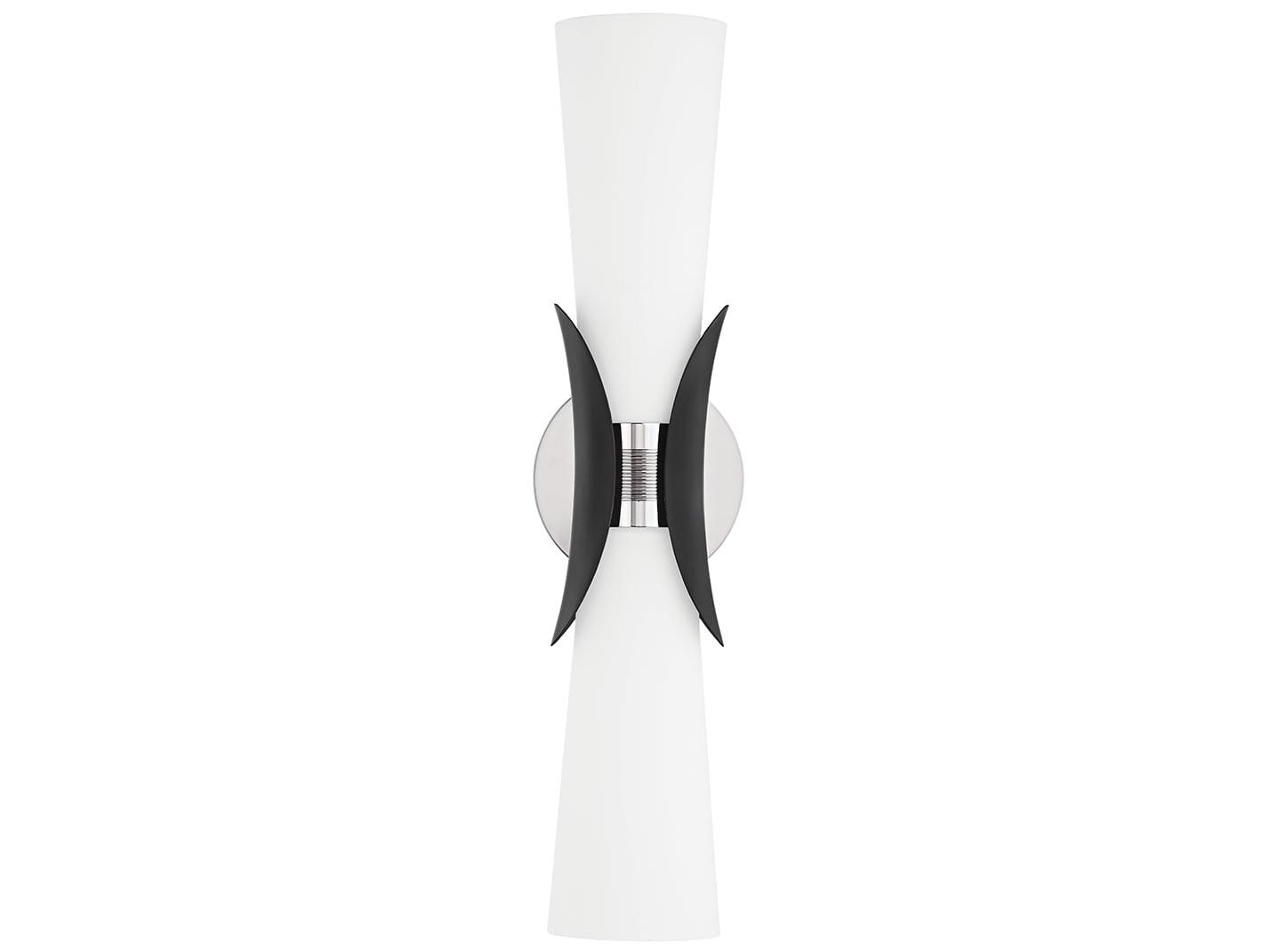 Troy Lighting Muncie 2-Light Silver Black Glass Wall Sconce