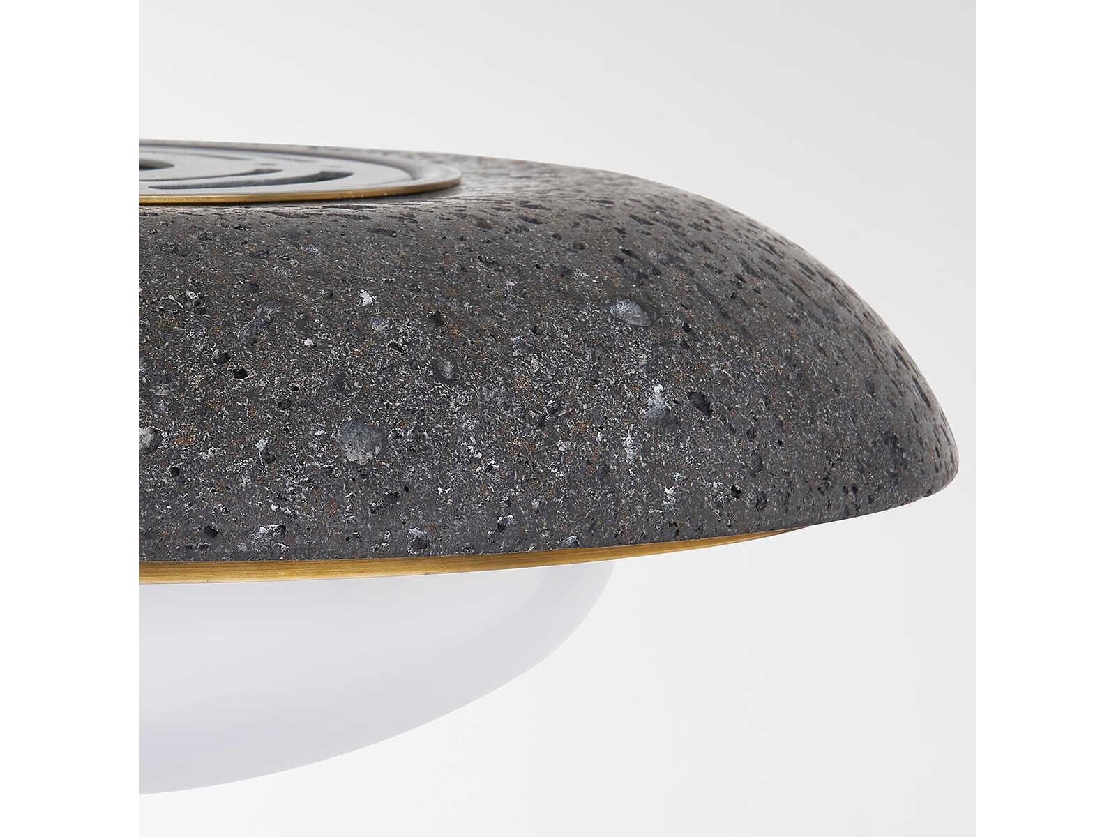 Troy Lighting Rocklin 1-Light Patina Brass Gray Glass LED Round Flush Mount