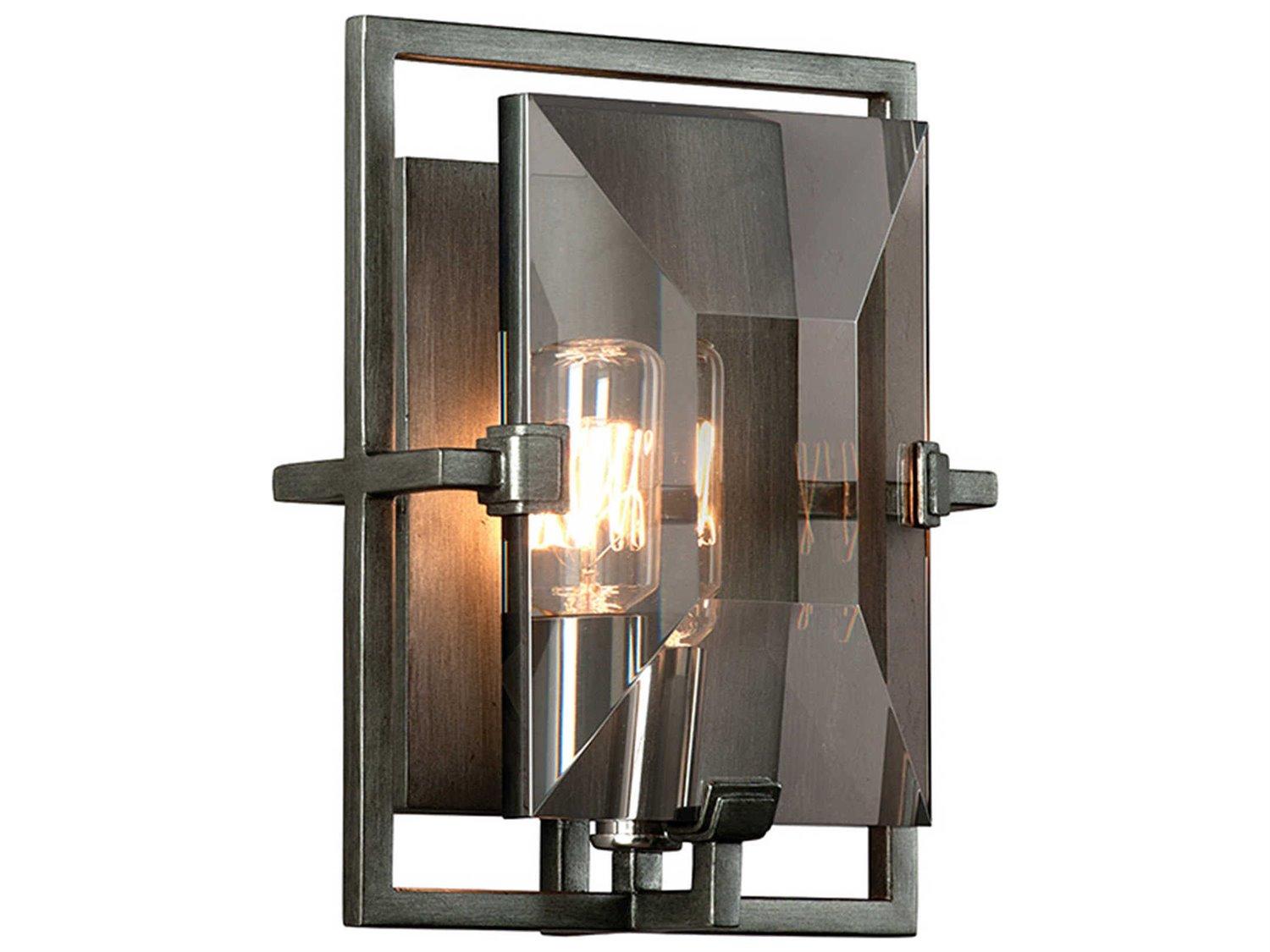 Troy Lighting Prism 1-Light Graphite Gray Crystal Glass Wall Sconce