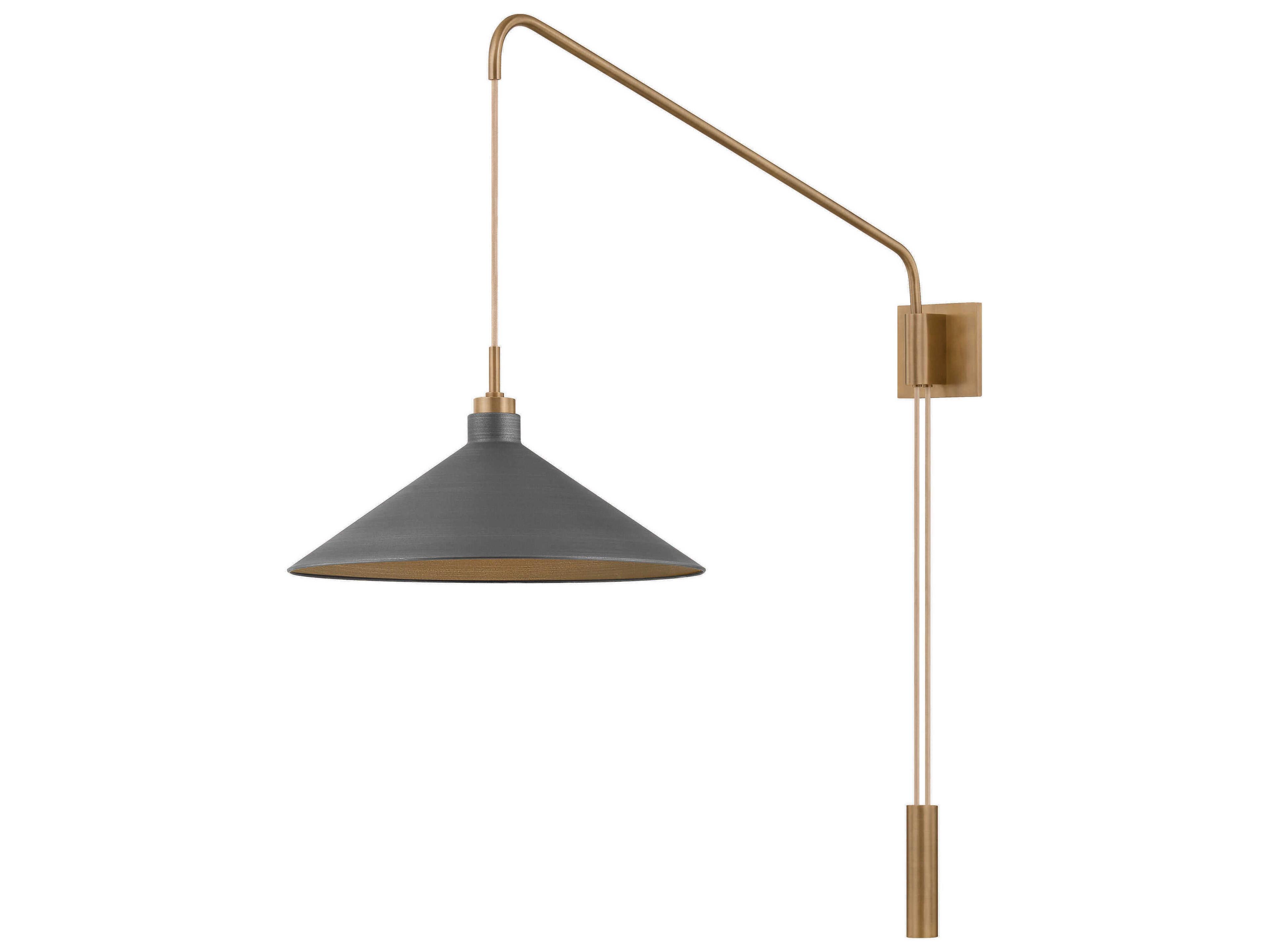 Troy Lighting Conor 1-Light Patina Brass Graphite Swing Wall Sconce