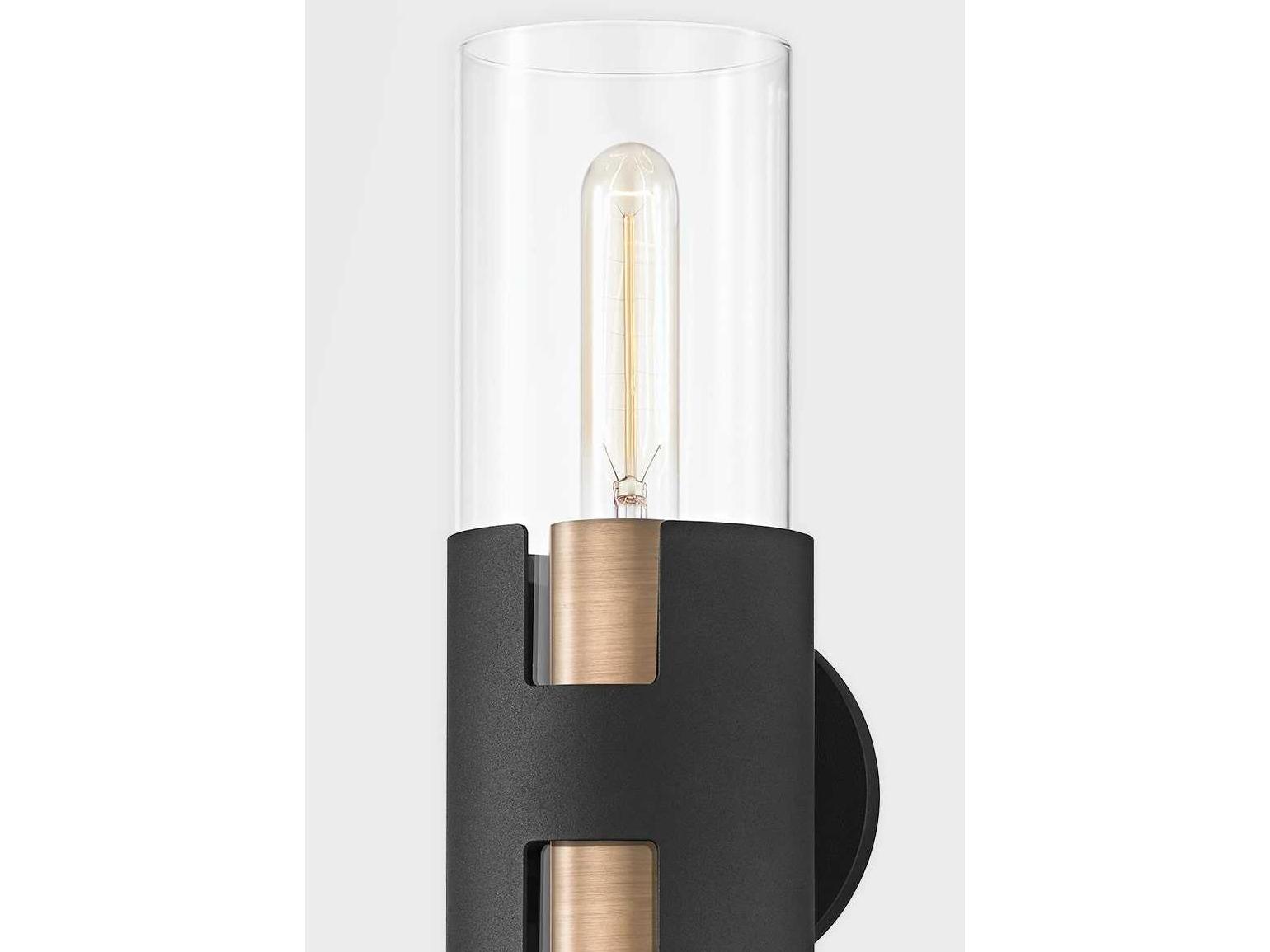 Troy Lighting Amado 2-Light Brass Black Glass Wall Sconce