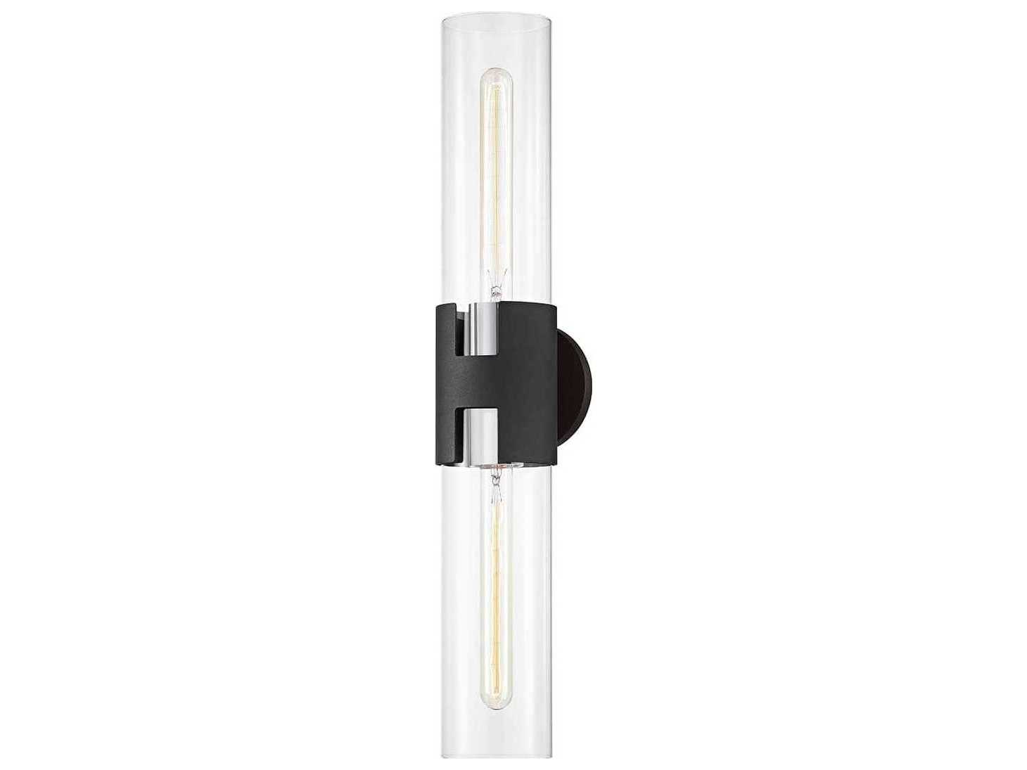 Troy Lighting Amado 2-Light Silver Black Glass Wall Sconce