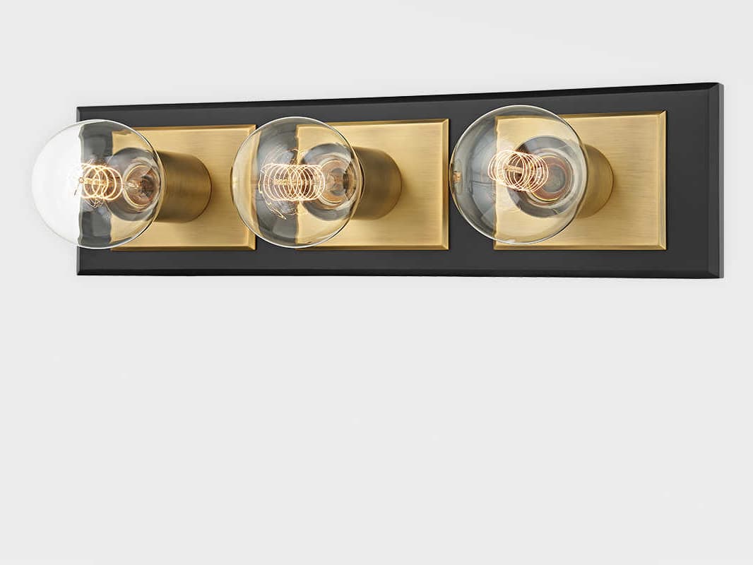 Troy Lighting Runyan 3-Light Brass Black Vanity Light