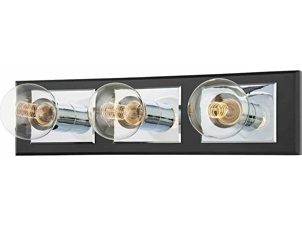 Troy Lighting Runyan 3-Light Silver Black Vanity Light
