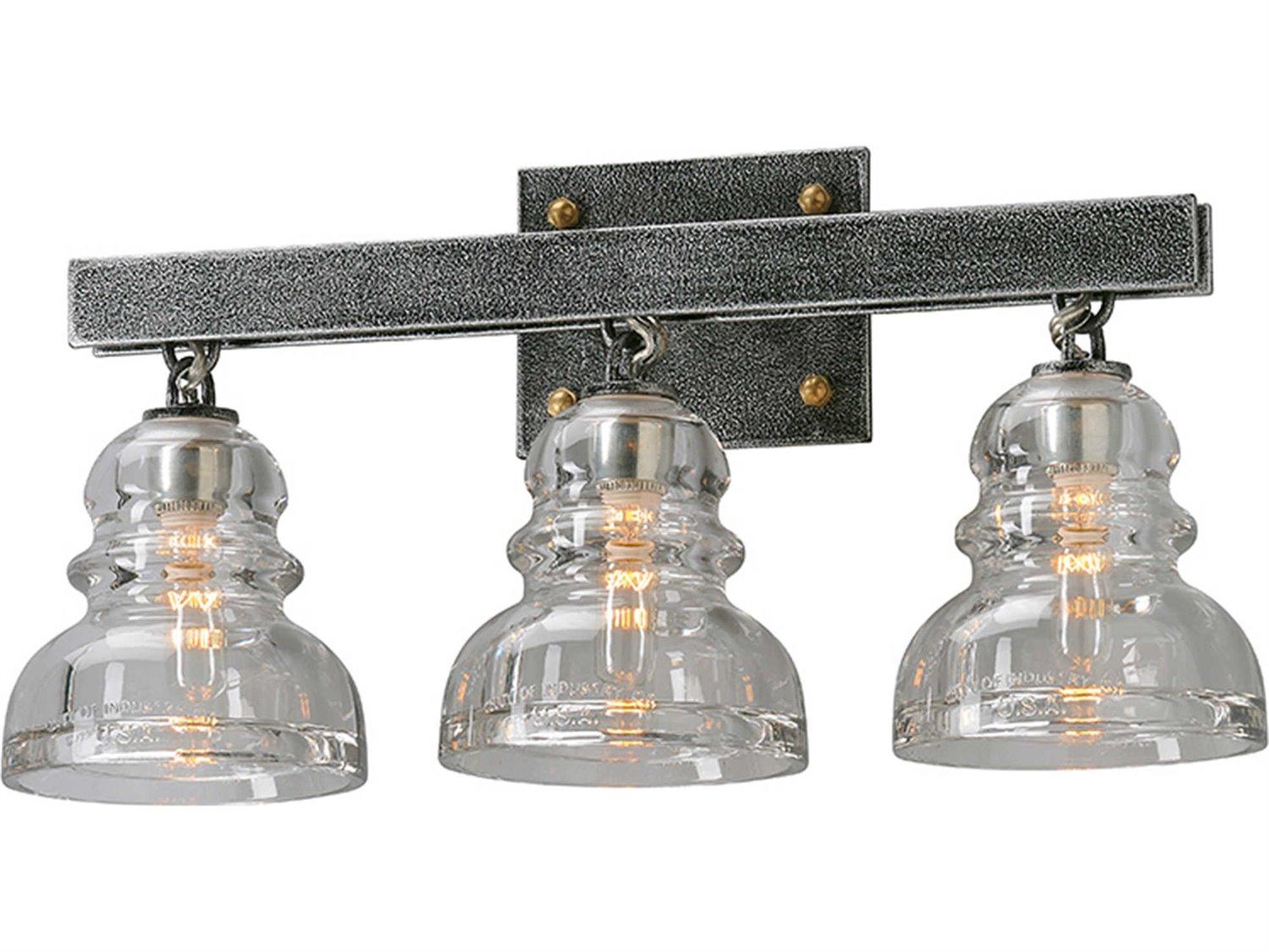 Troy Lighting Menlo Park 3-Light Old Silver Glass Vanity Light