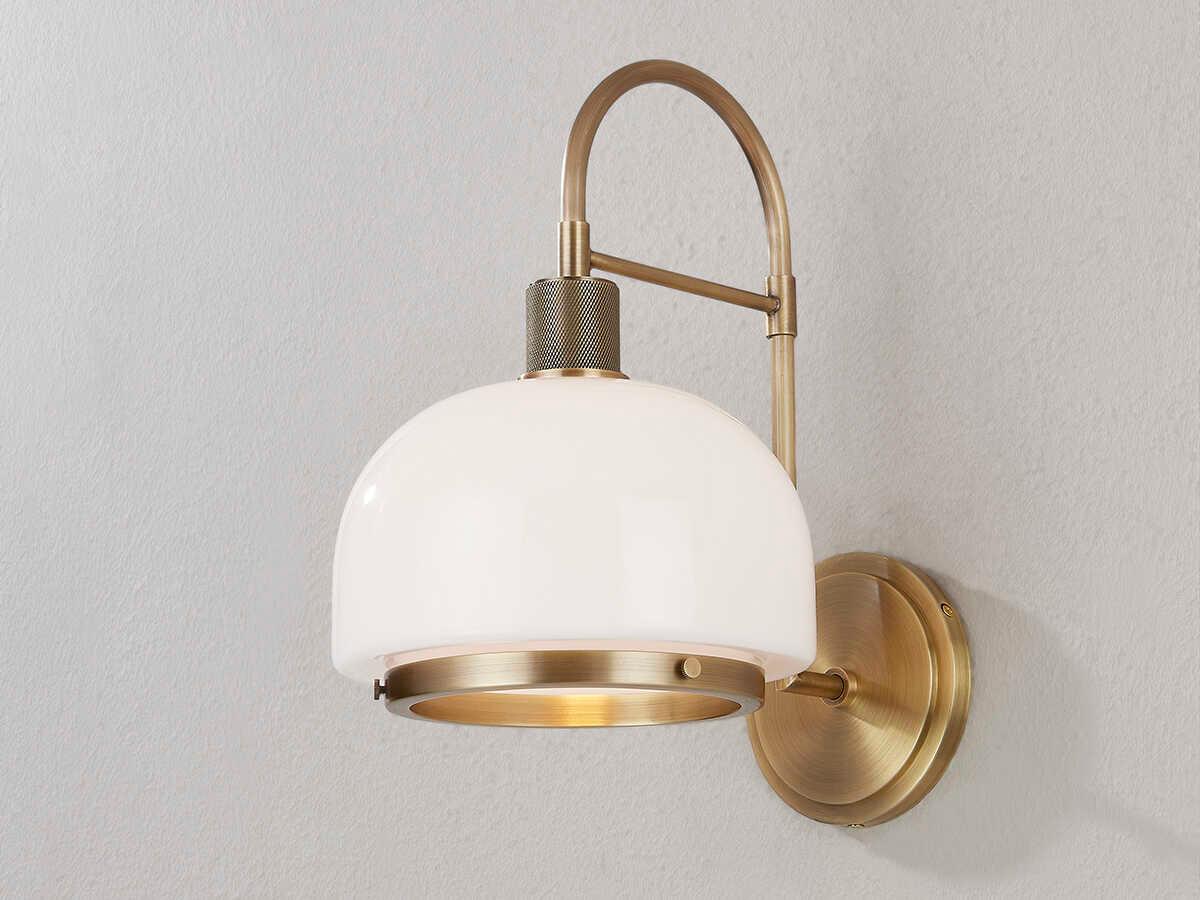 Troy Lighting Bradbury 1-Light Patina Brass Glass Wall Sconce