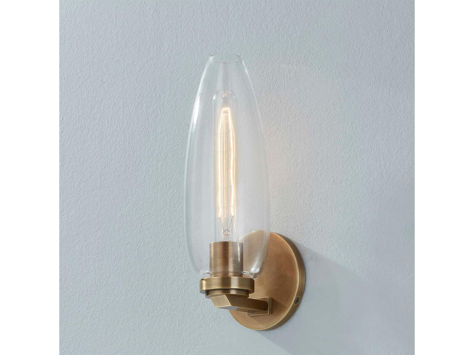 Troy Lighting Fresno 1-Light Patina Brass Glass Wall Sconce
