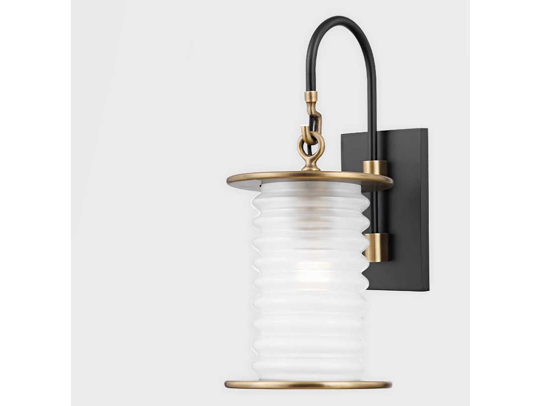 Troy Lighting Danvers 1-Light Brass Black Glass Wall Sconce