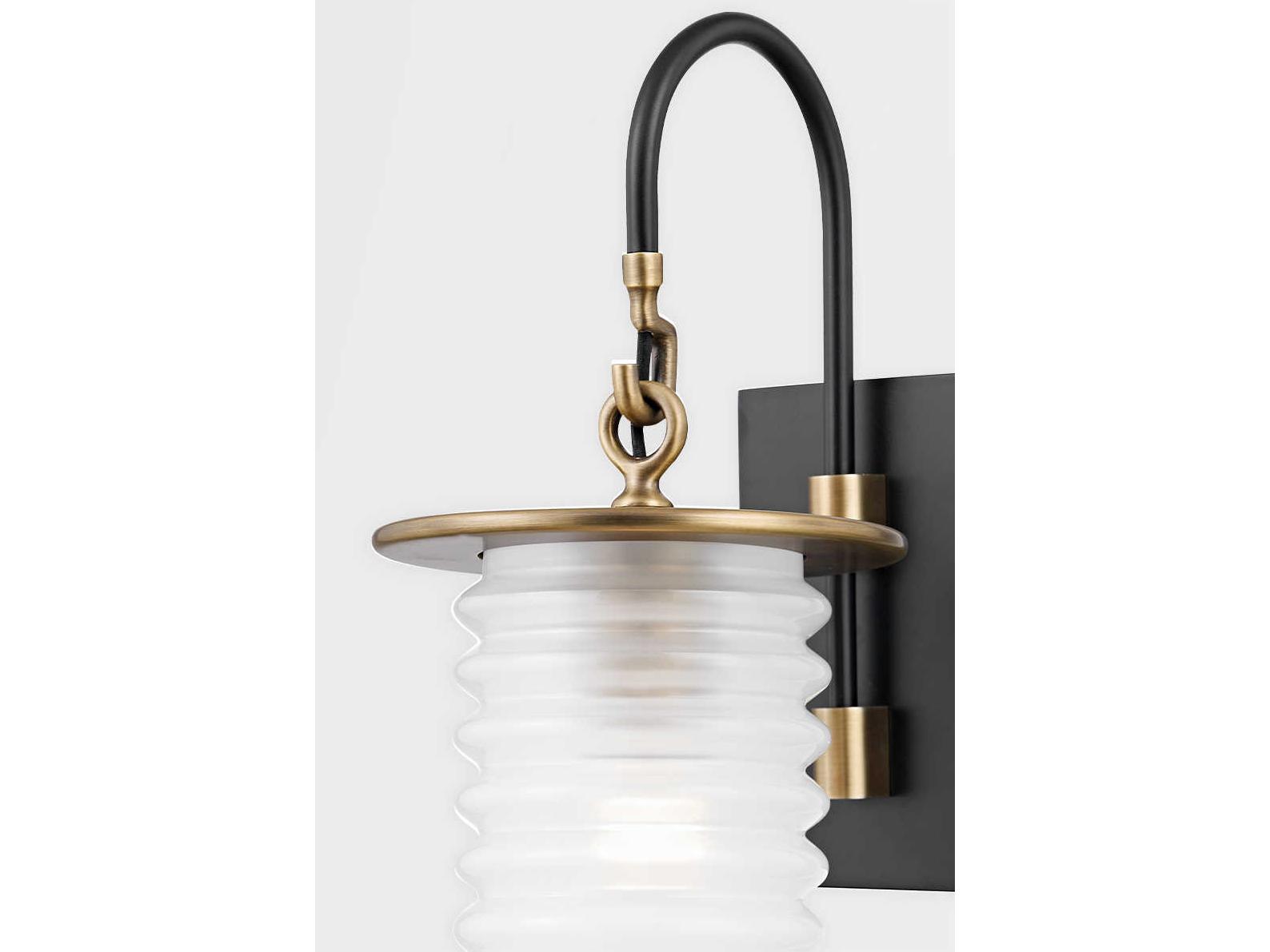 Troy Lighting Danvers 1-Light Brass Black Glass Wall Sconce