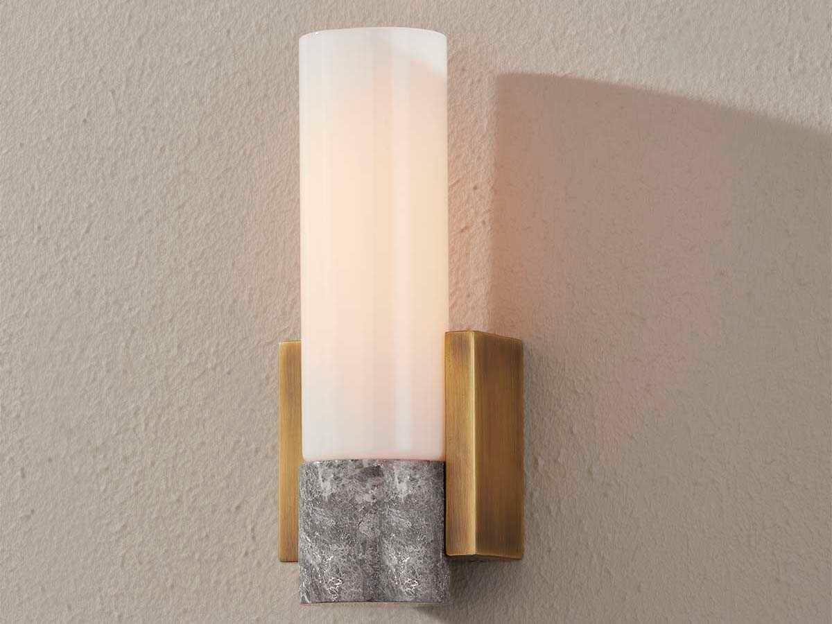 Troy Lighting Fremont 1-Light Patina Brass Glass Wall Sconce