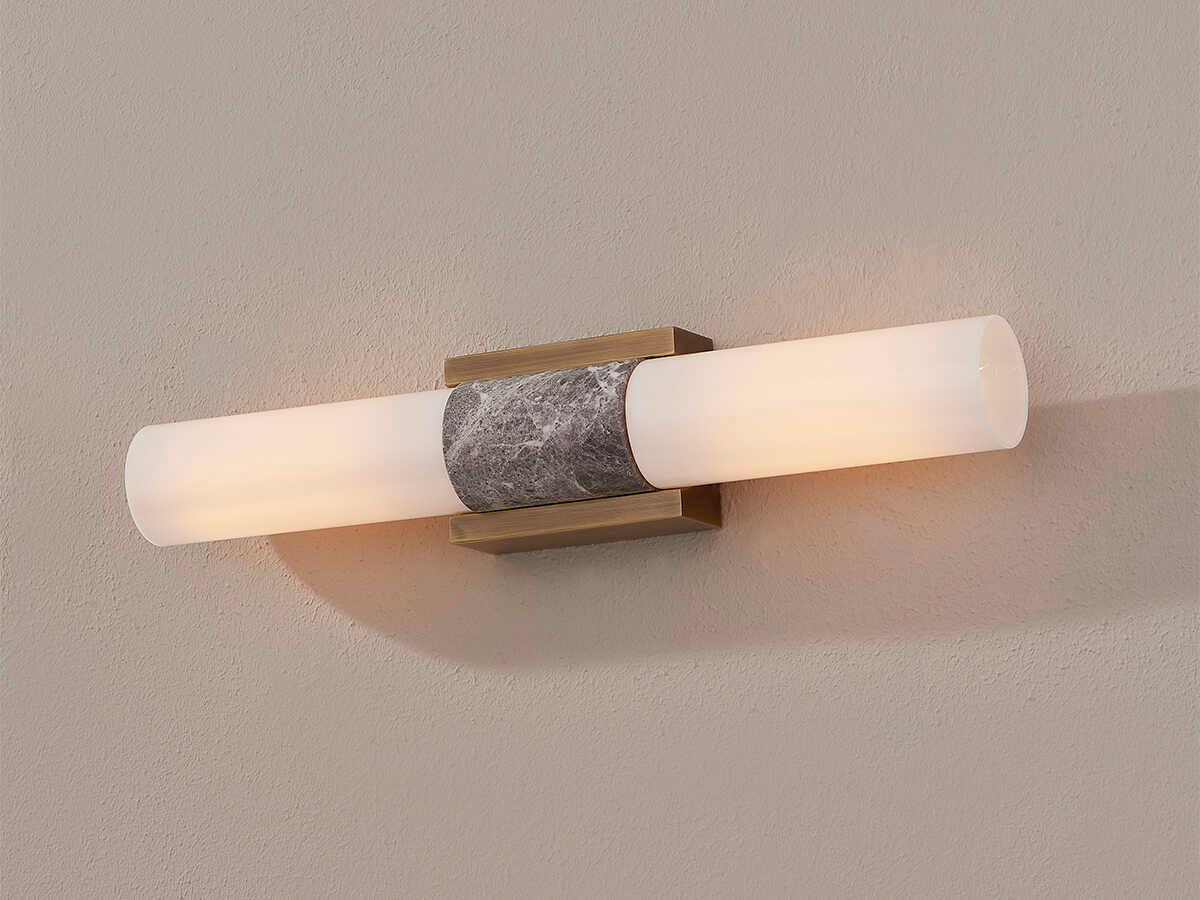 Troy Lighting Fremont Patina Brass Glass Wall Sconce